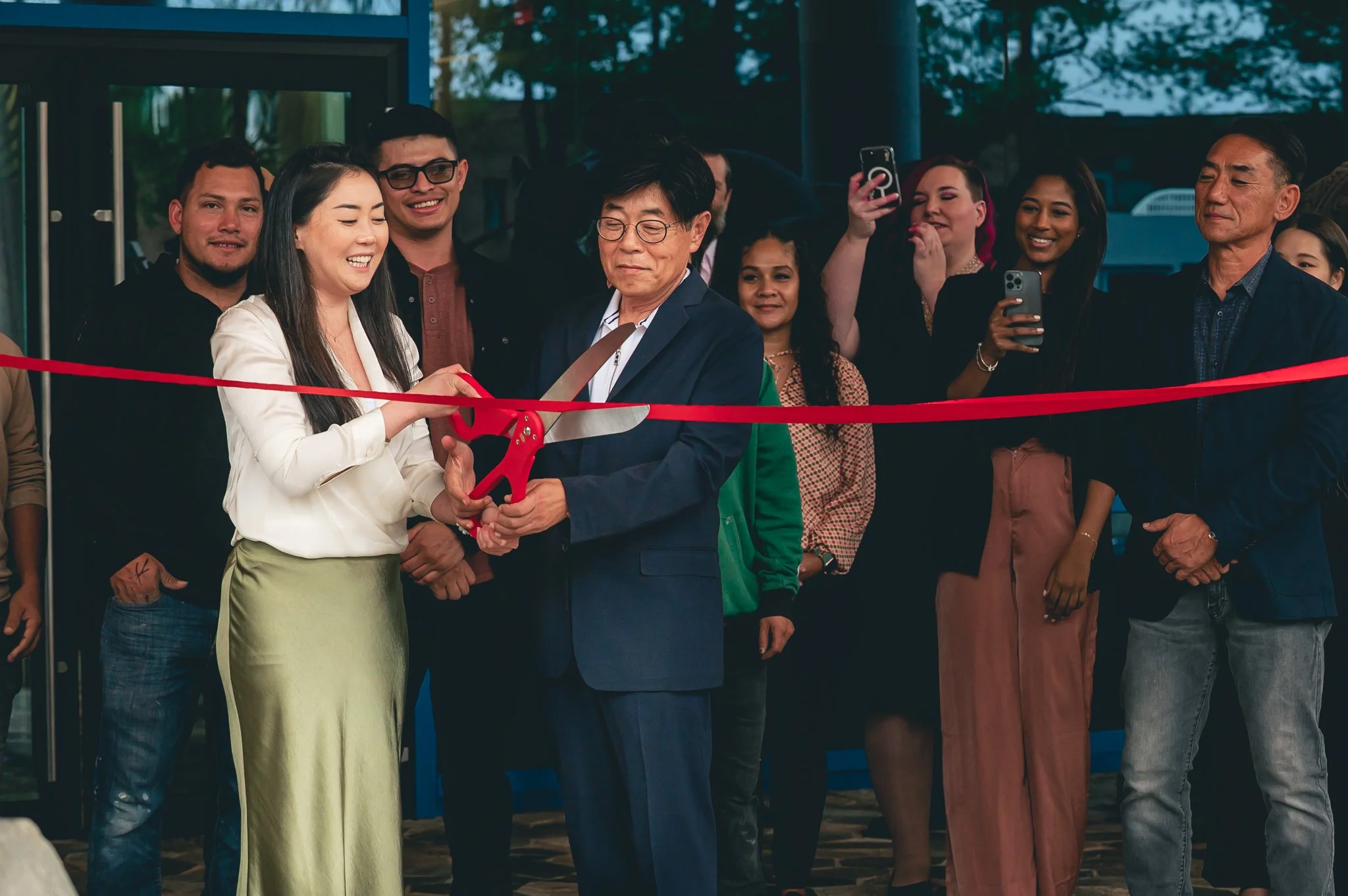 photo of ribbon cutting at balian springs. taken by professional corporate event photographer in metro detroit michigan