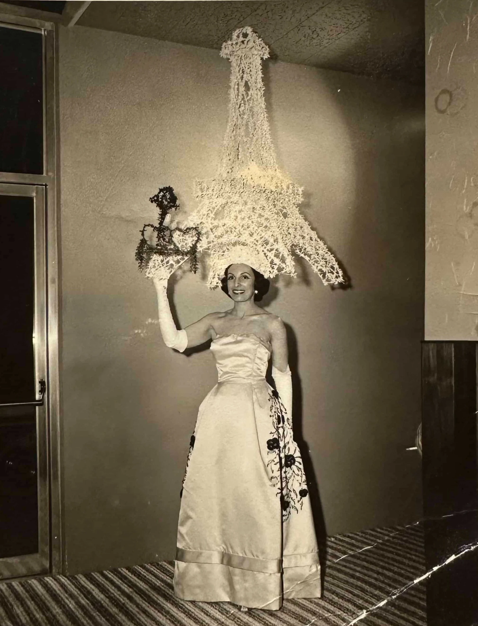 Carole dolled up as the Eiffel Tower for a benefit headdress ball. I think she won!