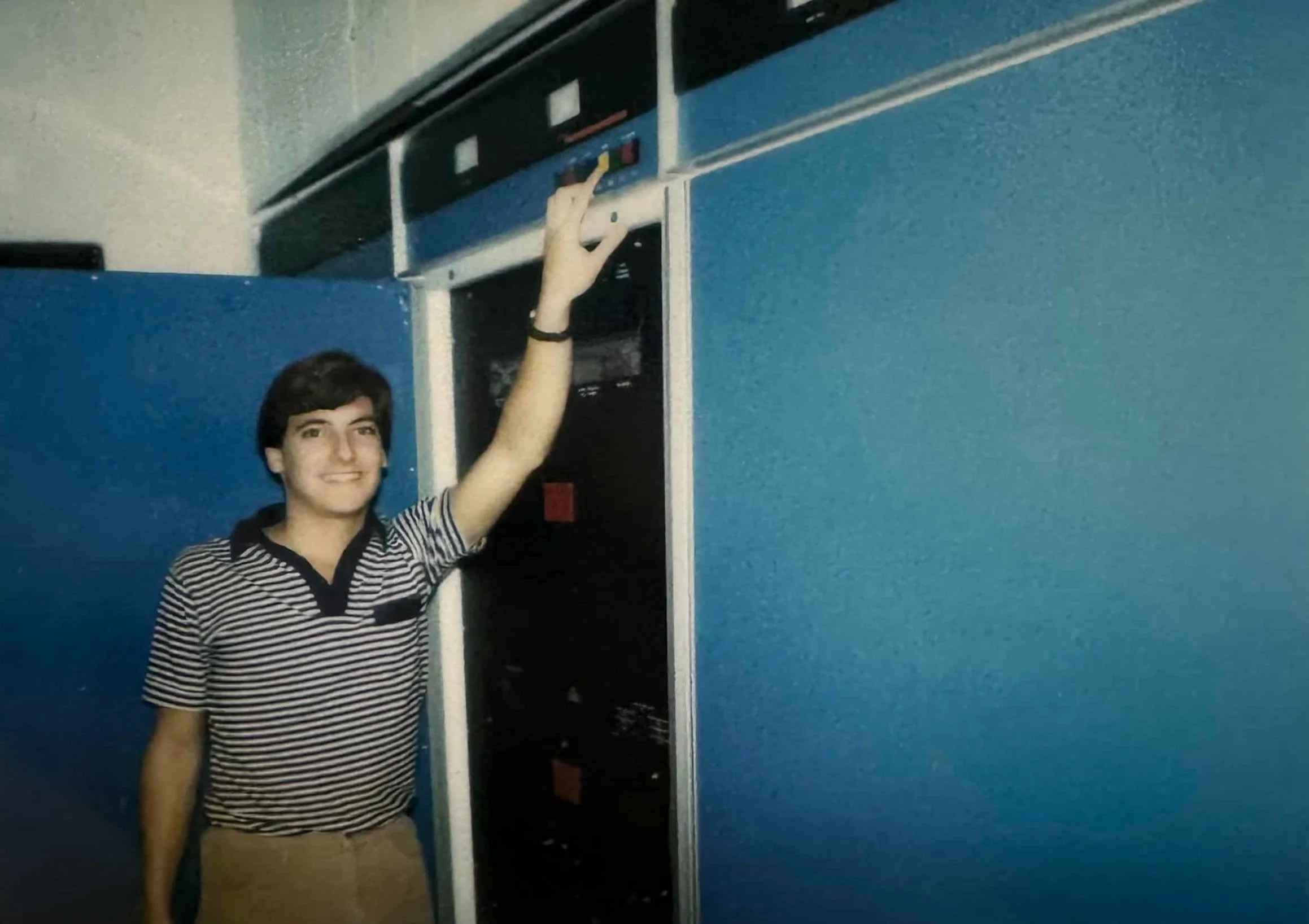 At the Mighty 690 50,000 watt transmitter in Mexico, outside of the control room, under the massive broadcast tower, where I worked as a radio deejay.