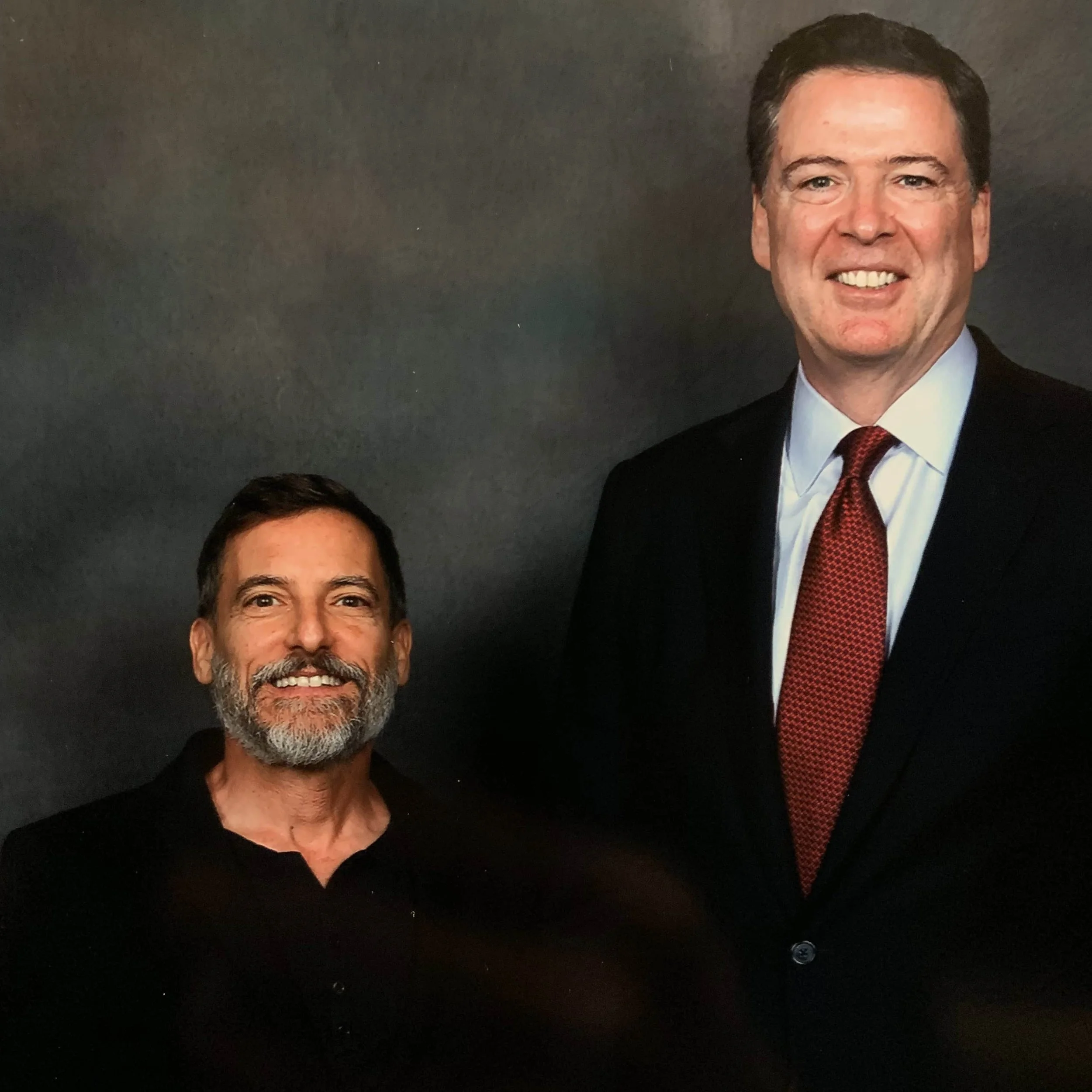 With James Comey, former FBI director, lawyer and deputy attorney general for the United States. Yes, he's  that  tall, or I'm that short...
