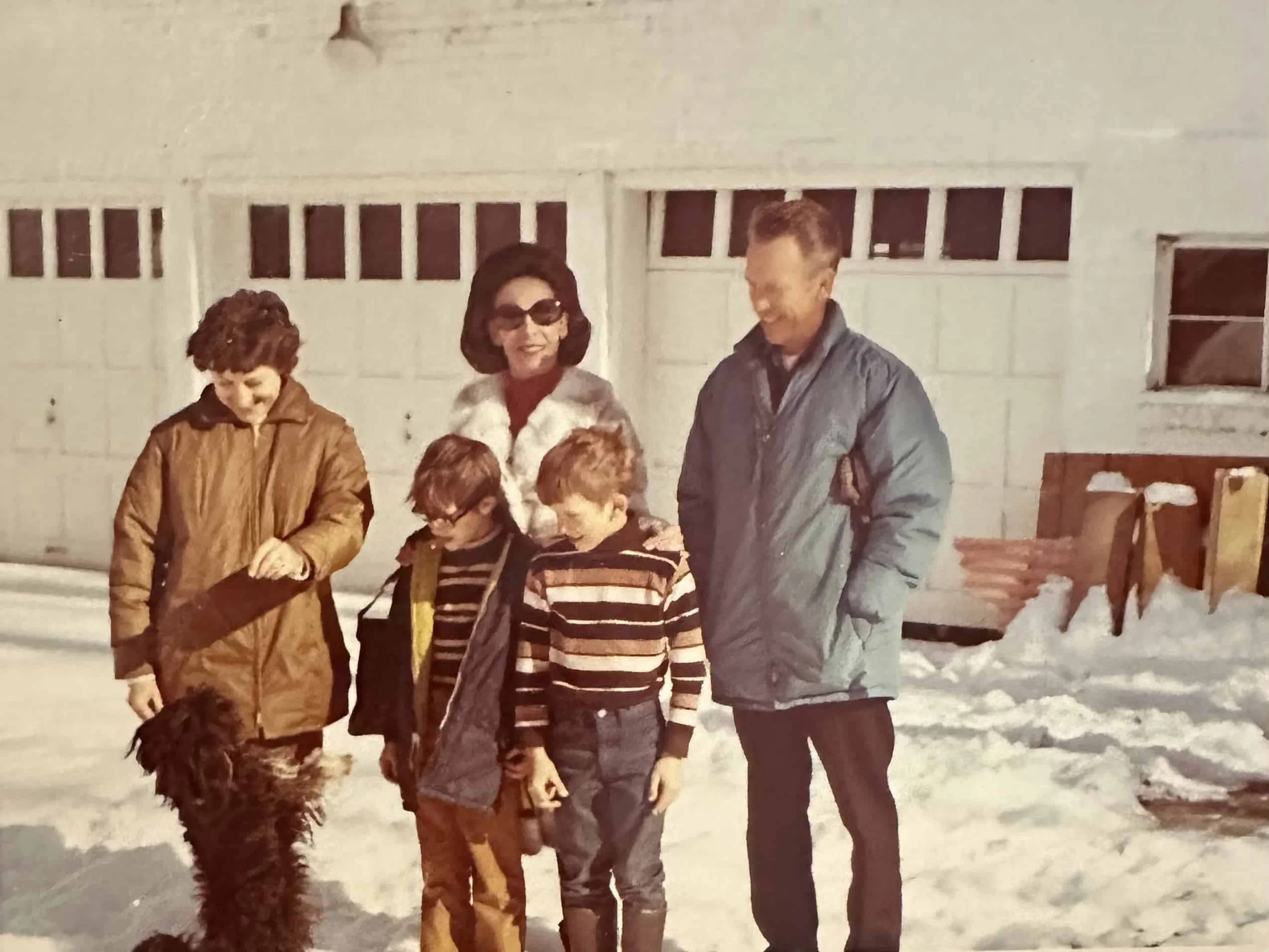 Mom in her fur coat, which made me cringe. She was picking me up and we’re pictured with The Christians in Reno, Beverly, me, mom, Gruff, and Maynard.