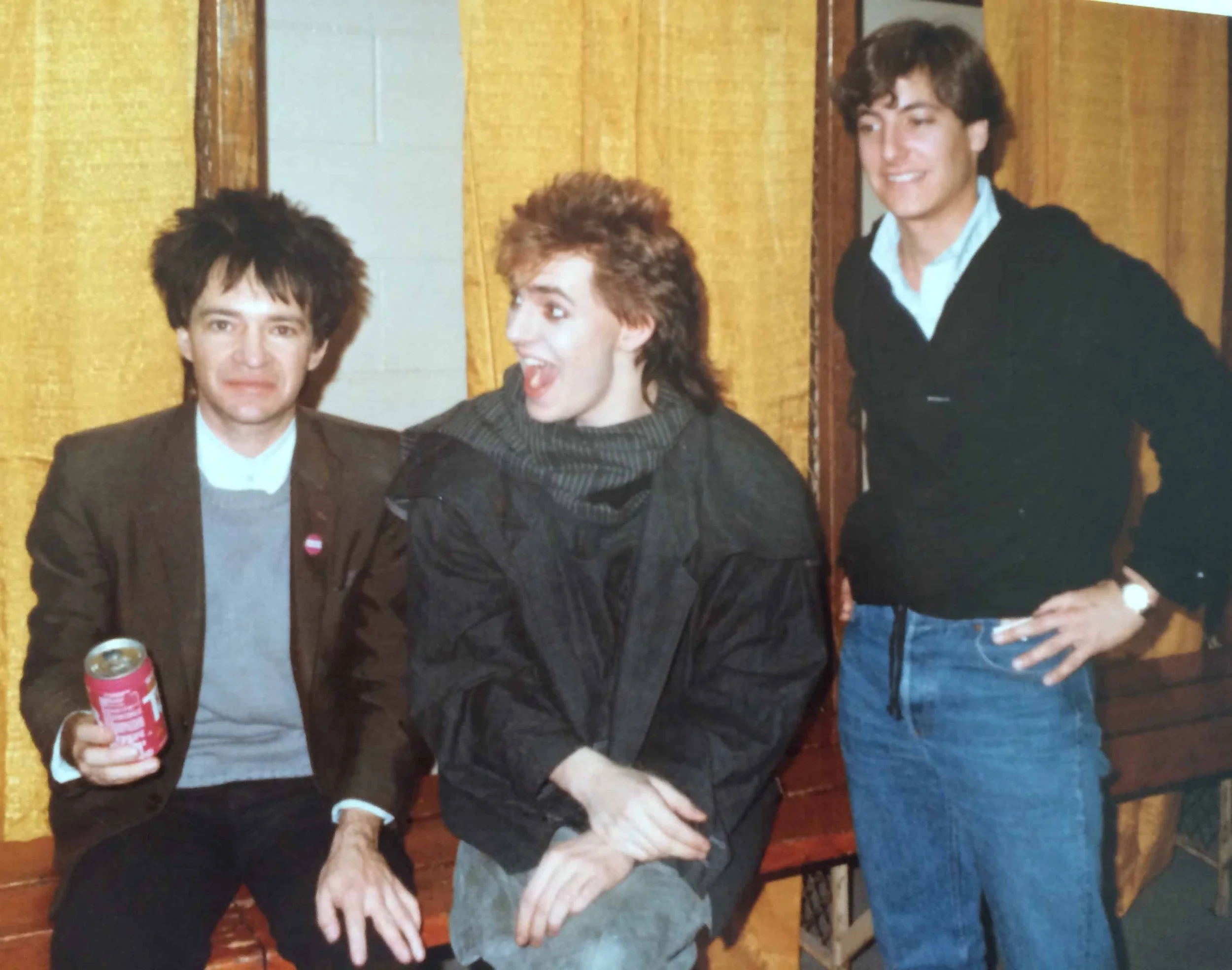Backstage at the Forum in 1984 with deejay Rodney Bingenheimer and Nick Rhodes of Duran Duran before their show where it was nearly impossible to hear the band over the screaming girls.