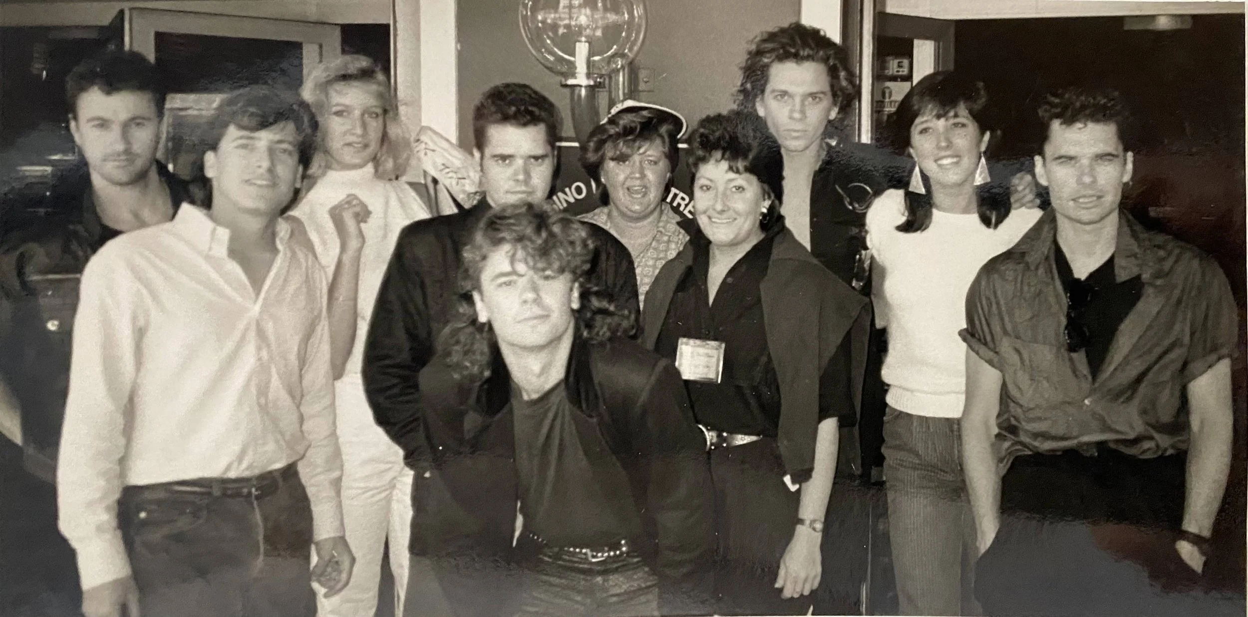 With INXS in Montreaux, Switzerland in 1986 with contest winners as their chaperone.