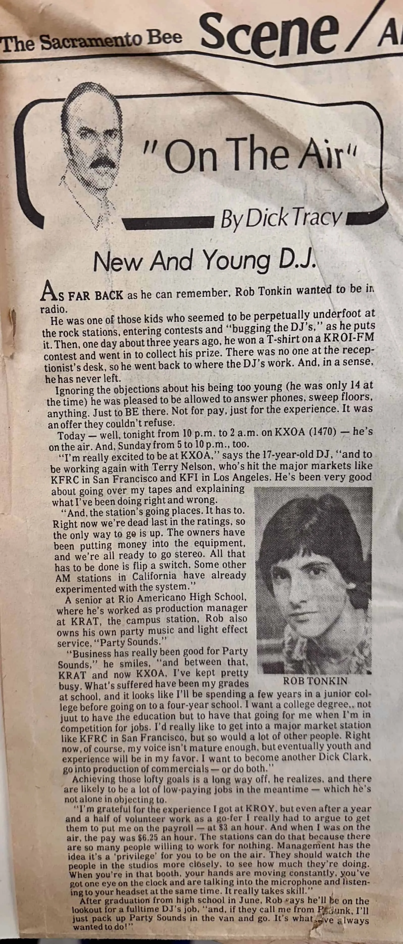 The Sacramento Bee also featured me in DIck Tracy’s radio column, as the New and Young D.J.