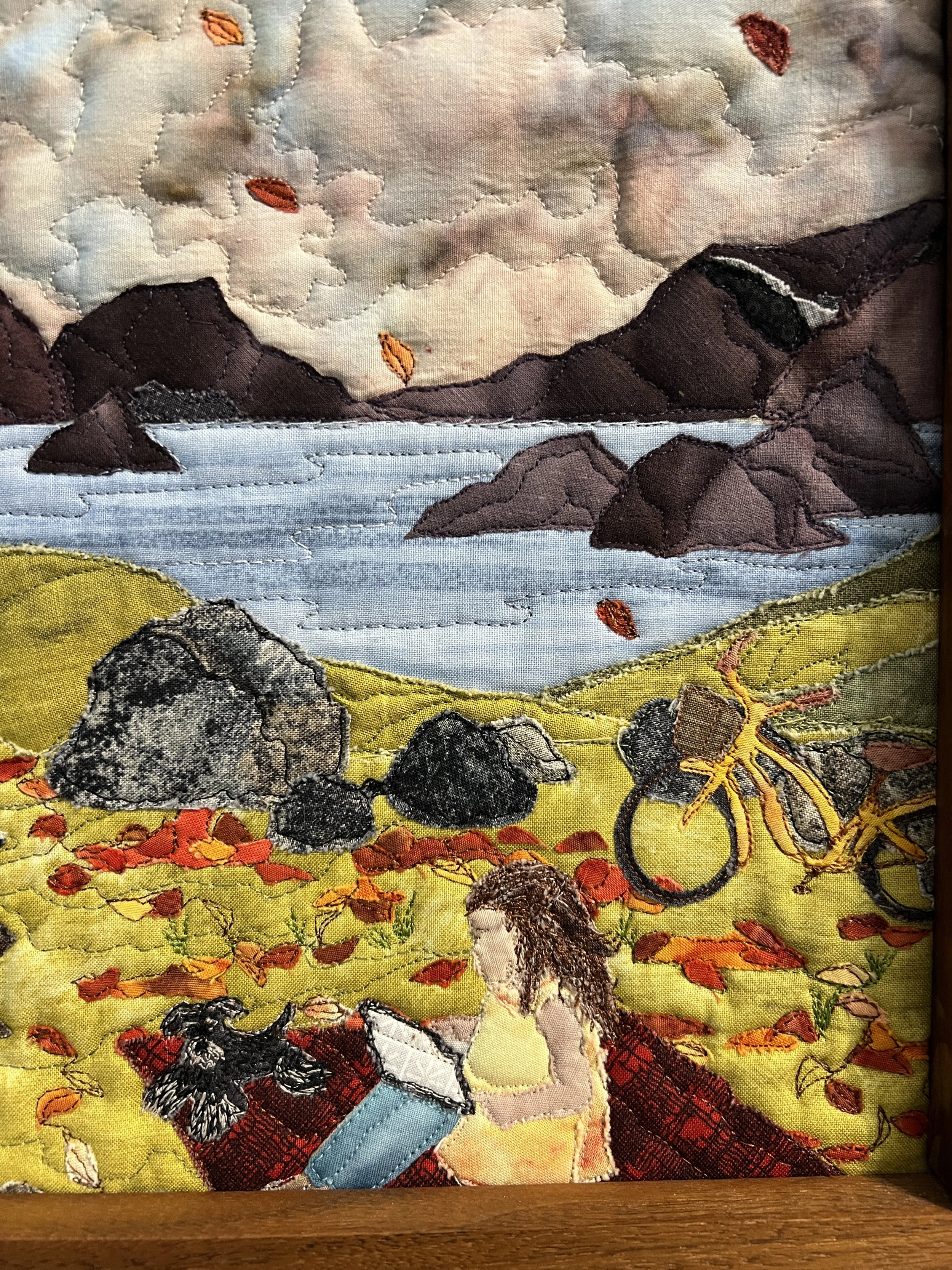 Textile Artwork by Cynthia Minoli, Fall tree fabric collage