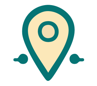 Icon of a map pin representing local care connections.