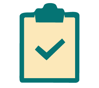 Icon of a clipboard with a checkmark representing a personalized care plan.