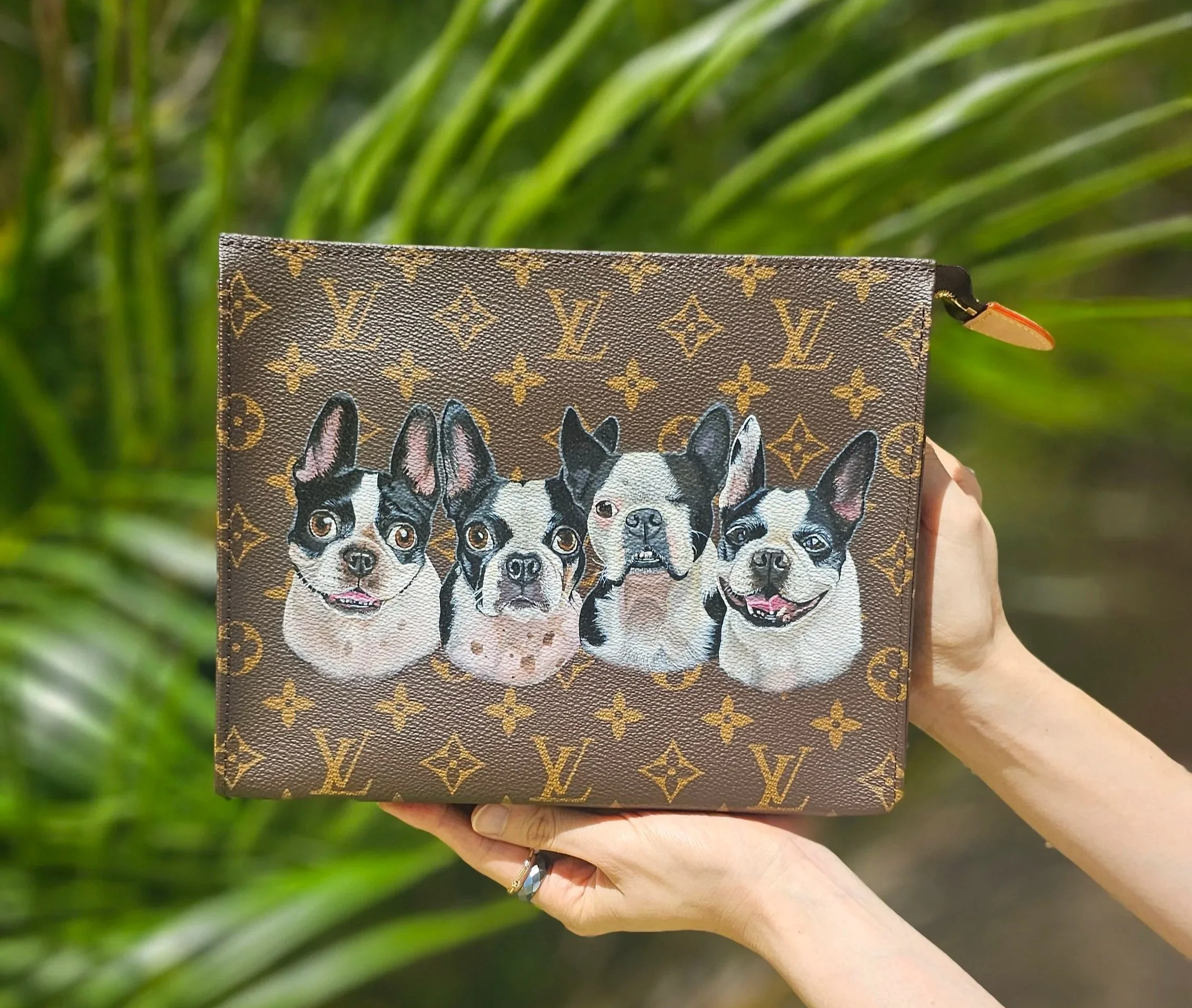 four frenchies | LV pouch