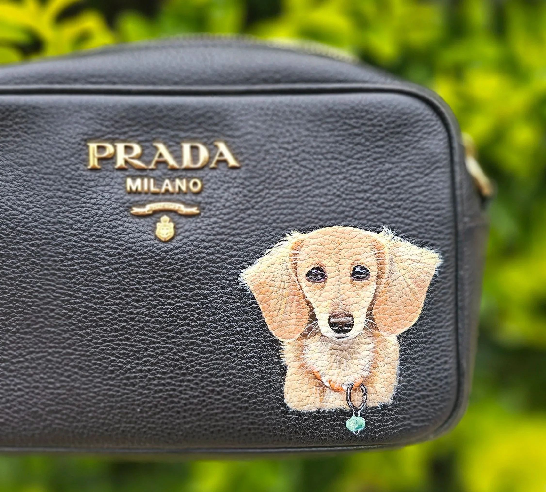 with a phiten & jade necklace | Prada bag