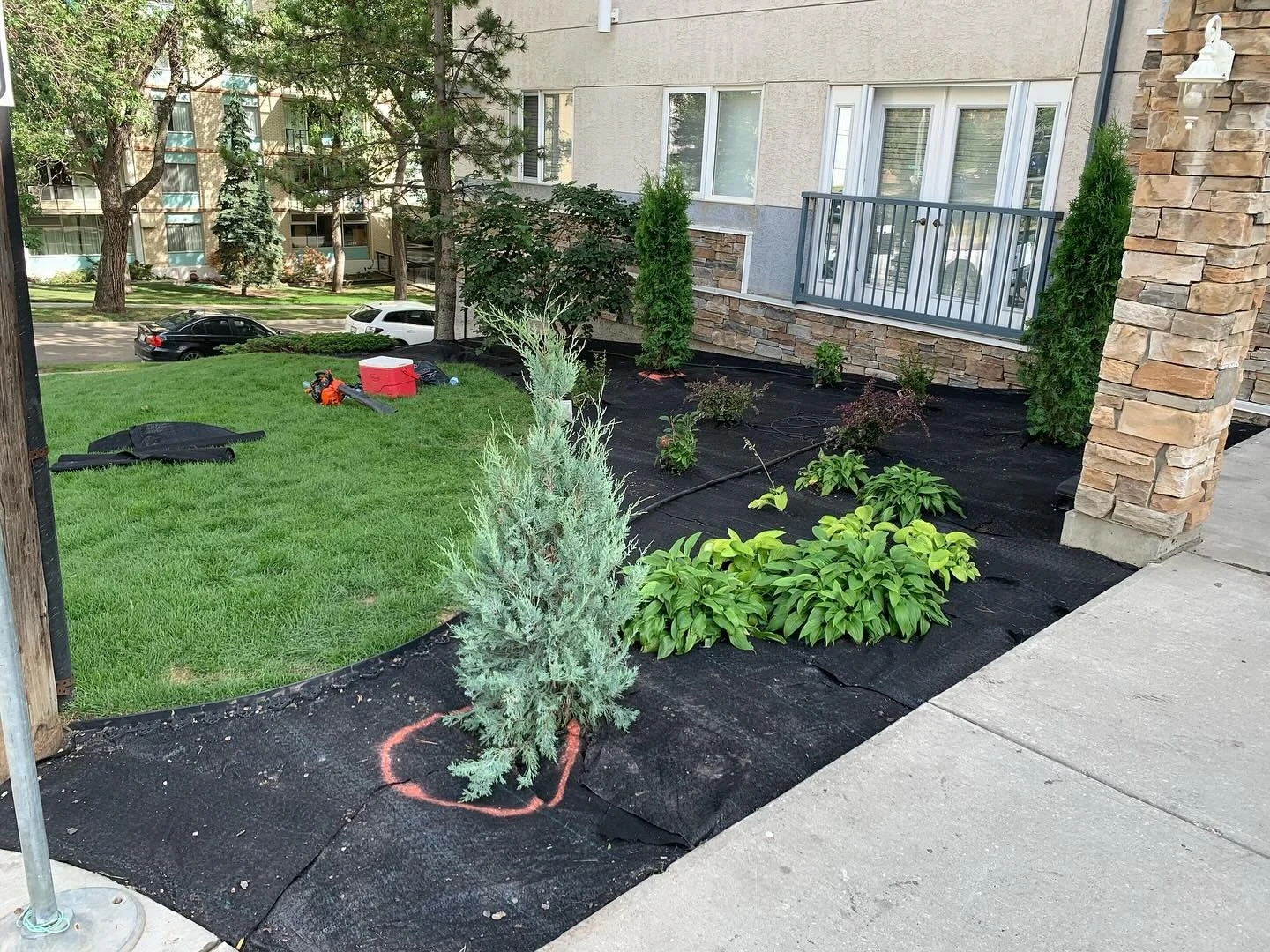 Beautified Downtown Edmonton Apartment building 🧱 B&E General Contractors #HomeRenovation #Landscaping #DreamHome #edmonton #yeg