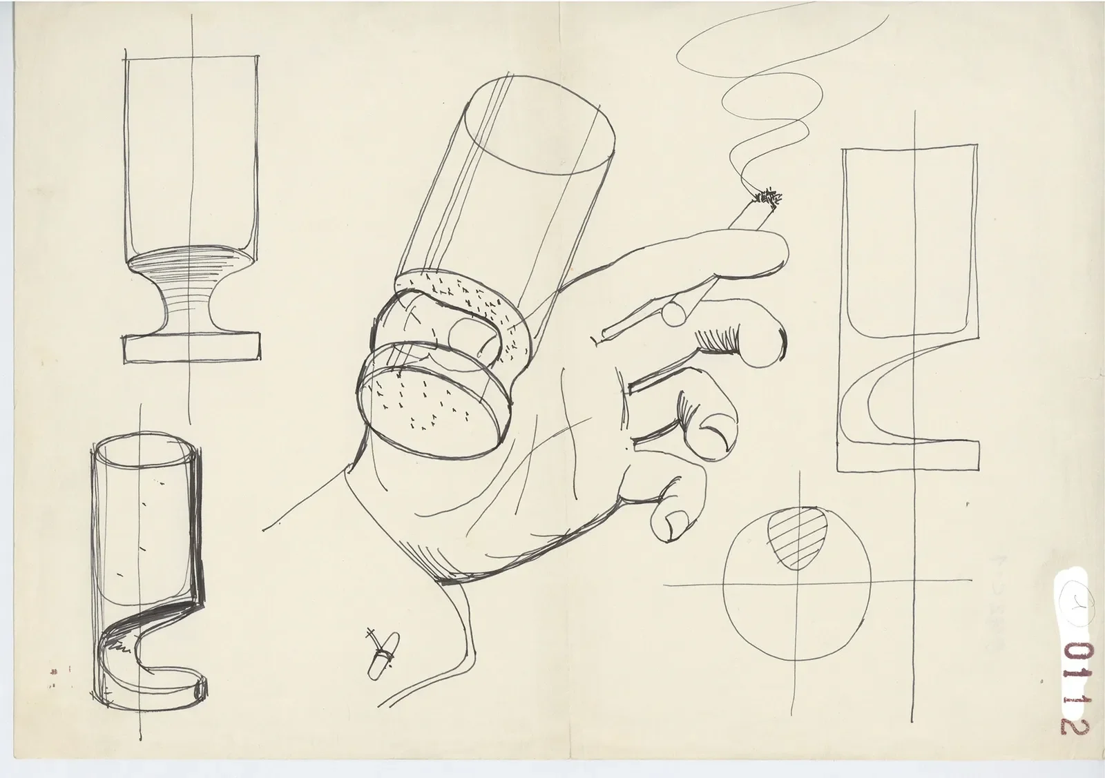 The Smoke glass (1964) was designed to allow the smoking of a cigarette and sipping of an adult beverage simultaneously.