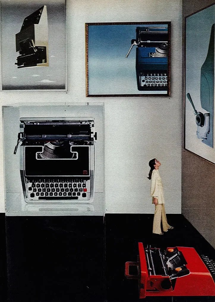 ICA: Advertisement for Olivetti typewriters including Valentine, designed by American photographer and graphic designer Henry Wolf, 1969