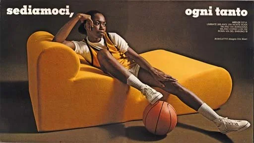 The Bobo sofa, an iconic product by Cini Boeri, began production with Arflex in 1967