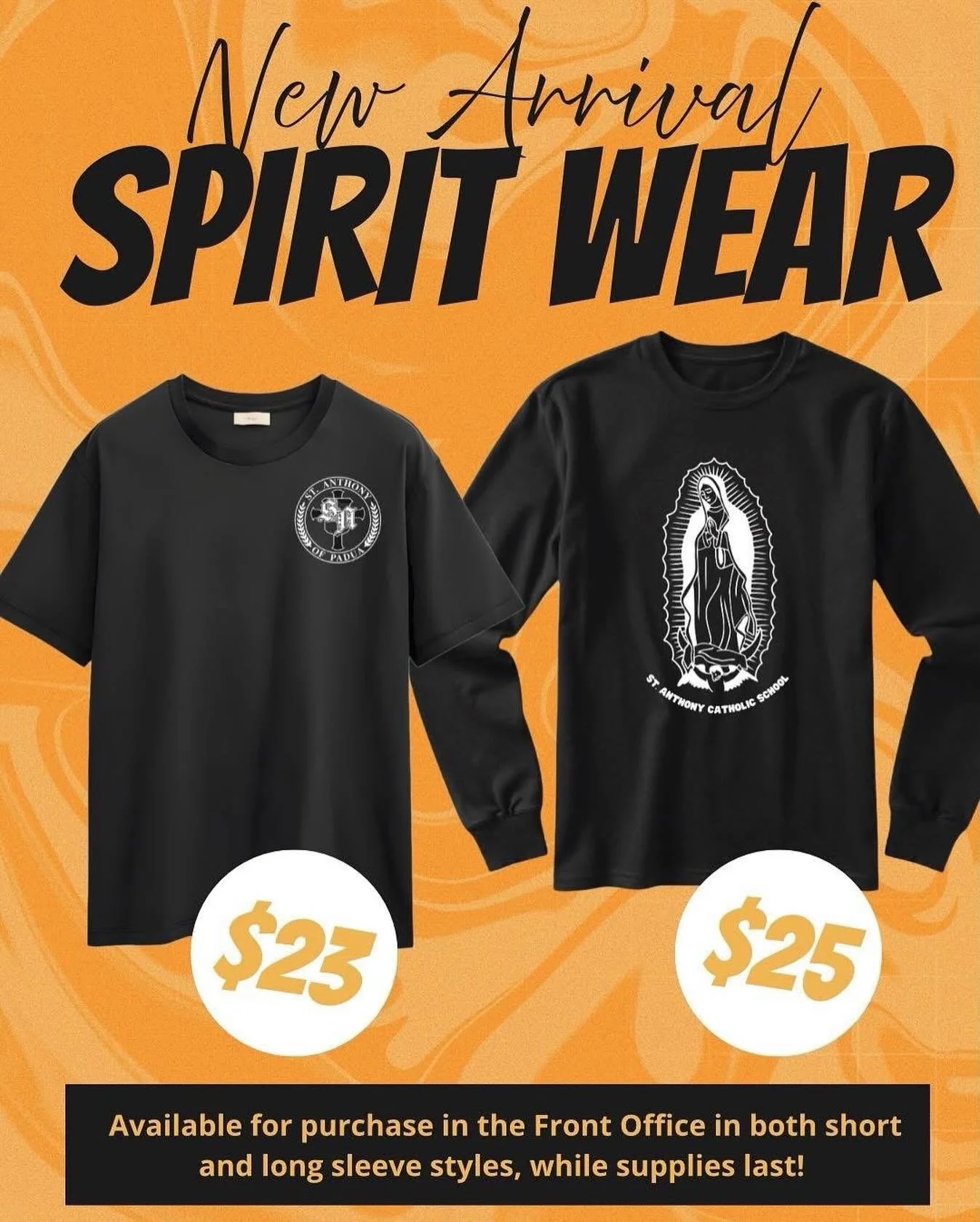 ✨ RESTOCK ALERT ✨
Our Our Lady of Guadalupe spirit shirts are back! 🙌
Now available up to size 3X &mdash; grab yours in the front office while supplies last! 💙🌹
Don&rsquo;t wait&hellip; they go fast! 👕⏰