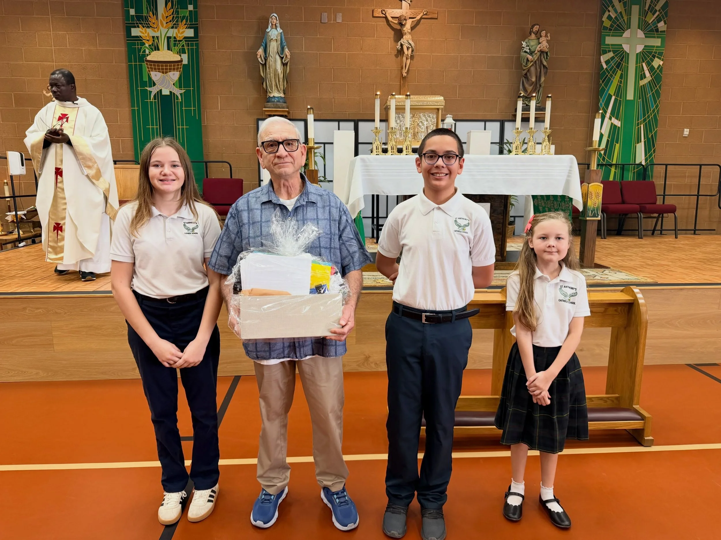 Today, our students had the special opportunity to present Mr. Arturo with a gift and a heartfelt thank-you for all he has done for our school and parish. 💚💛

Mr. Arturo, your hard work, kindness, and years of service have meant so much to our St. 