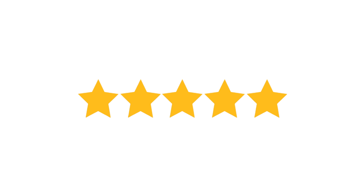 Five gold stars in a row, indicating a five-star rating.