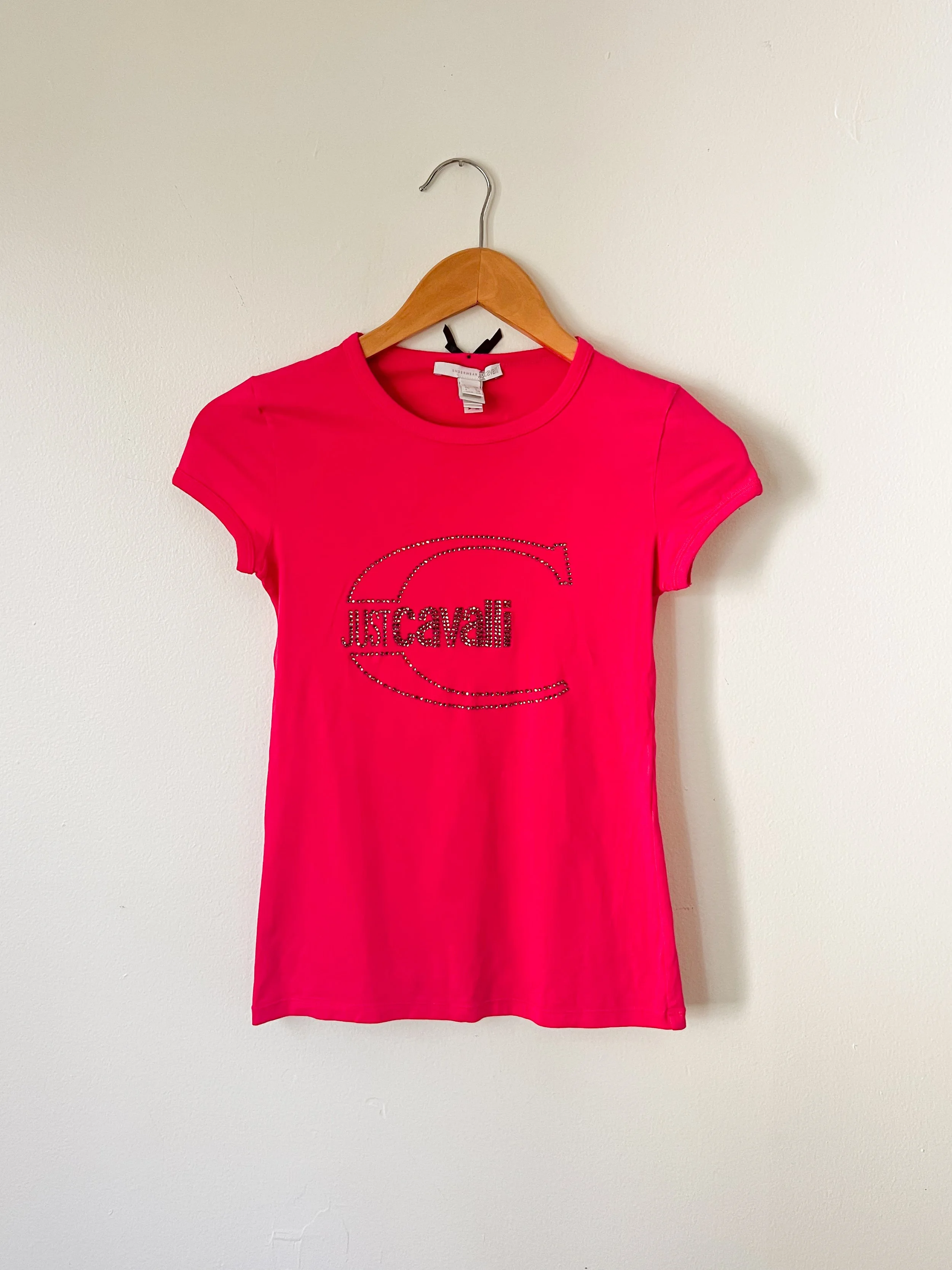00s Just Cavalli Rhinestone Logo Tee