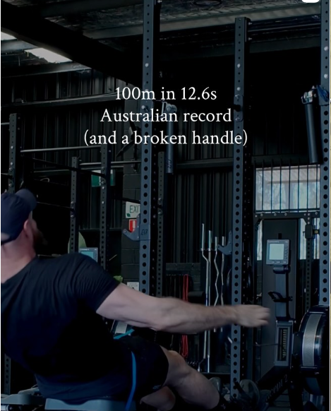 Tom 12.6 second 100m row