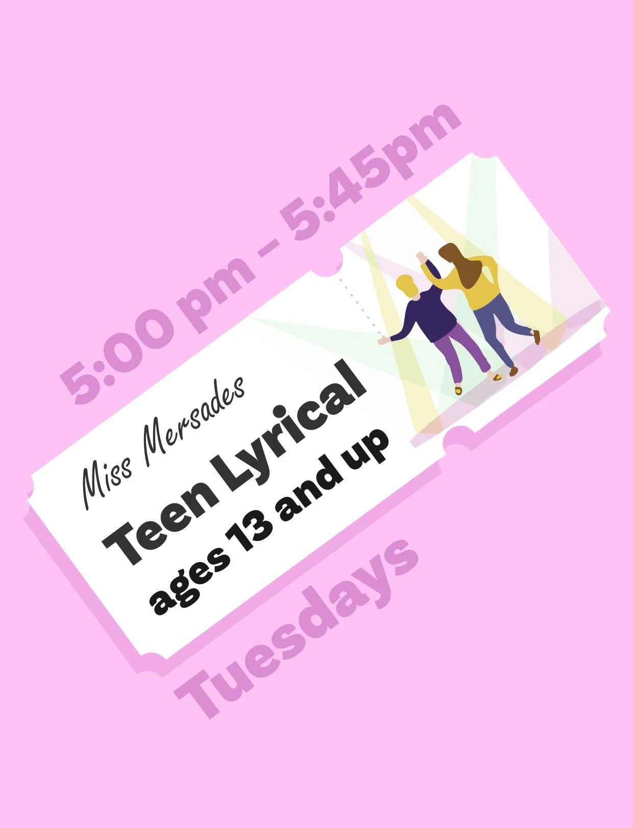 Teen Lyrical (ages 13 and up) 5:00pm - 5:45pm