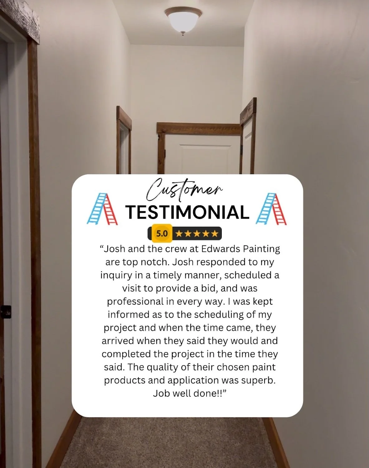 Customer review on interior painting job