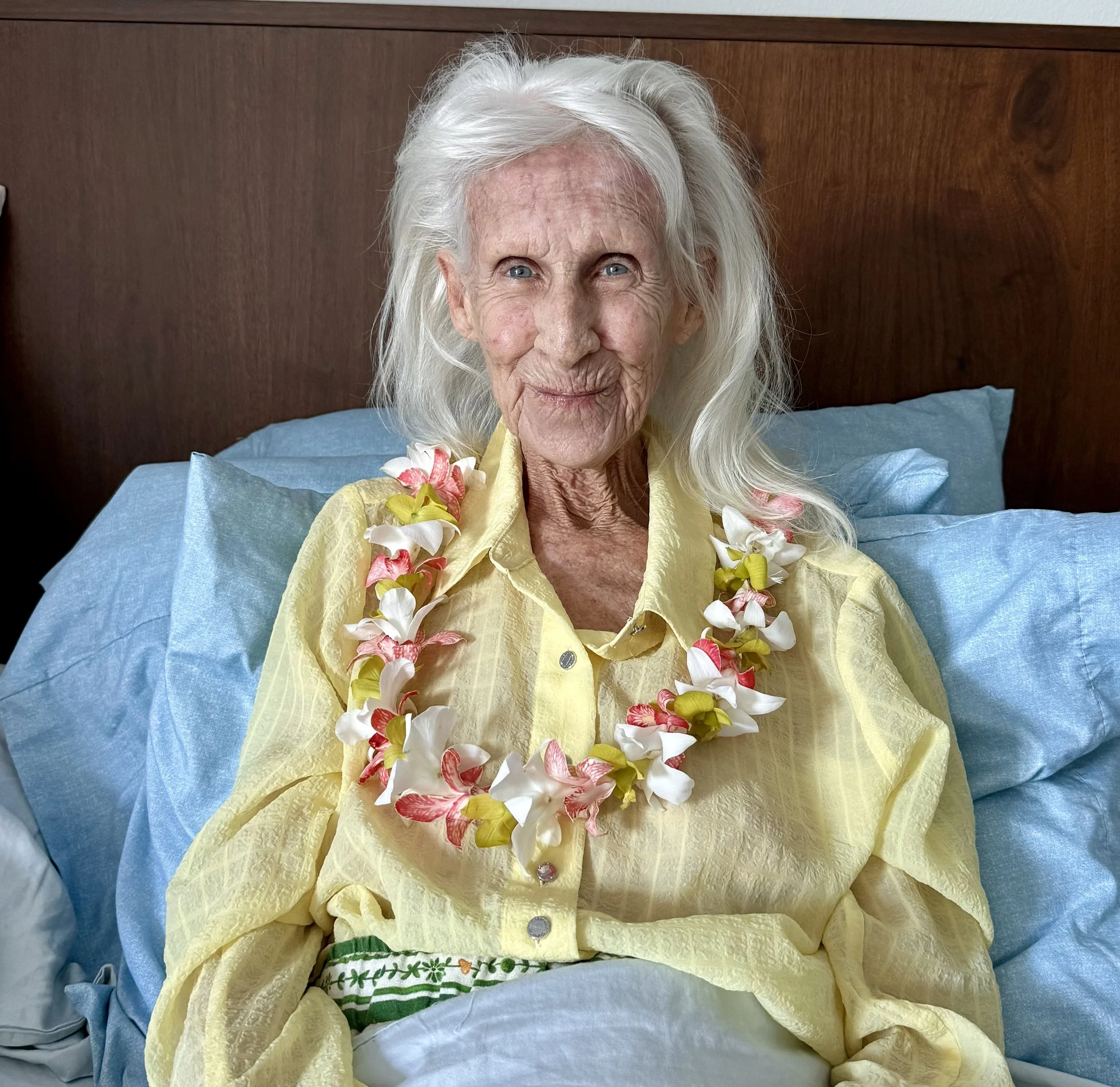 Susan with flower lei