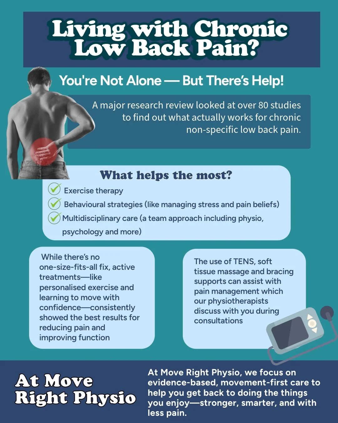 💥 Living with lower back pain? 💥

You're not alone - lower back pain is one of the most common reasons people seek physiotherapy. It can impact your work, training and day-to-day comfort..but the good news is, you don't have to put up with it! 🙌🏼