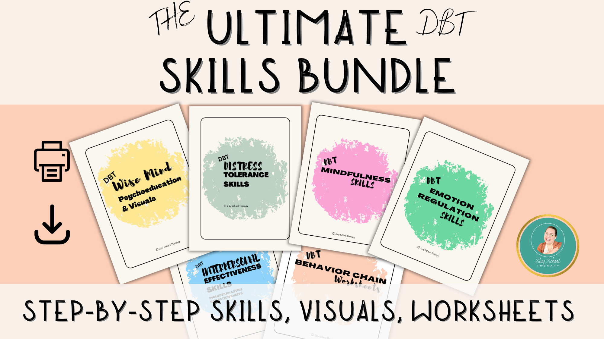 Ultimate Dialectical Behavior Therapy (DBT) Skills Bundle, Worksheets, Guides, and More!