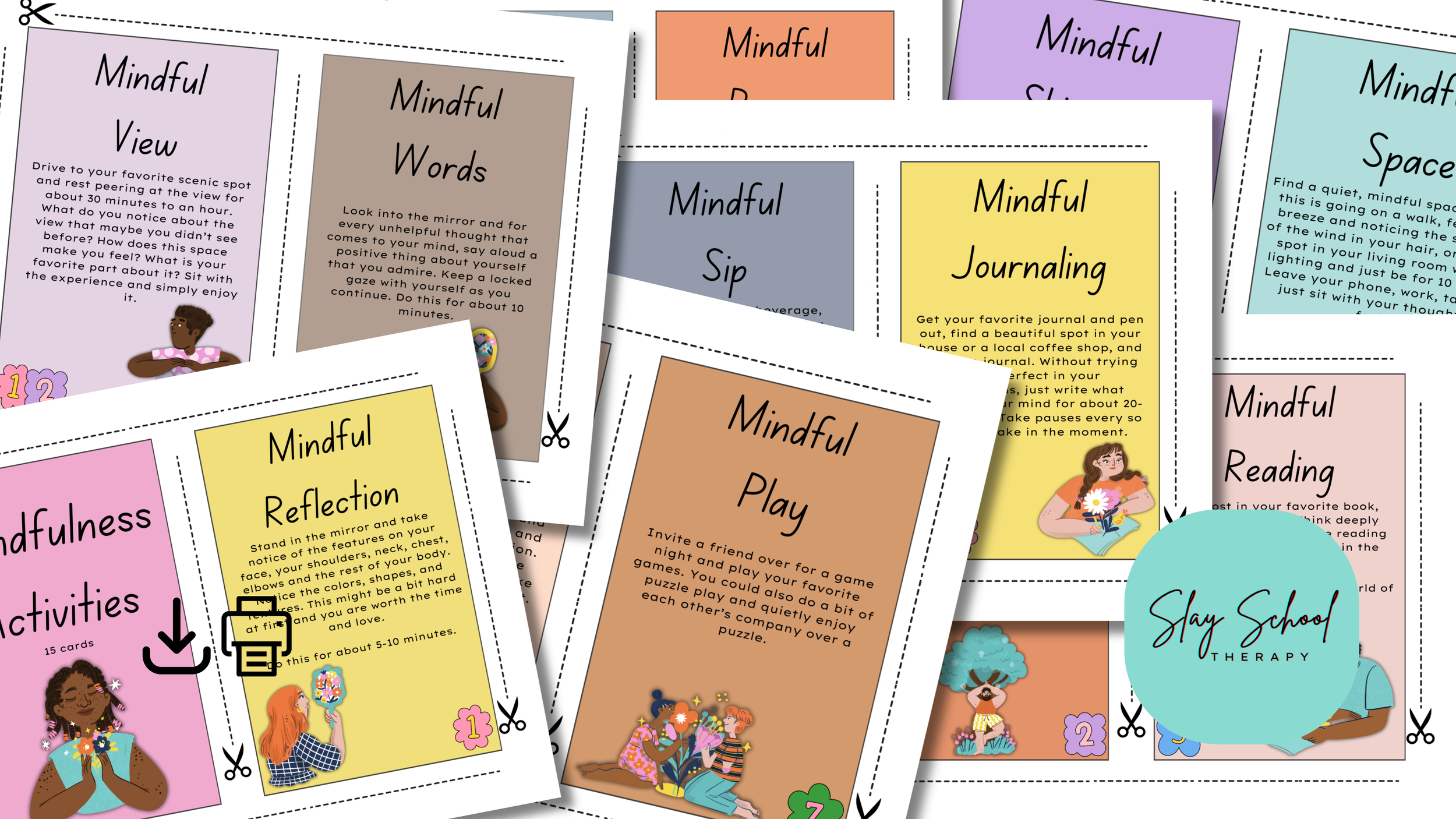 Mindfulness Activity Cards, 15 cards, Mindfulness Activities, DBT