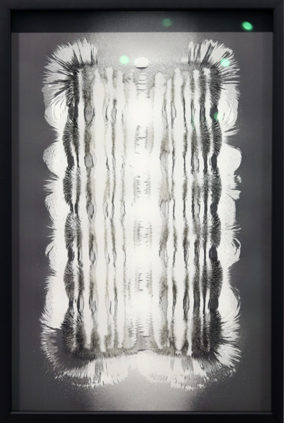 Alex Chorny.
Untitled, 2024 (24-017)
magnetized iron powder on painted wood panel
35.5" x 23.5"
$2,600