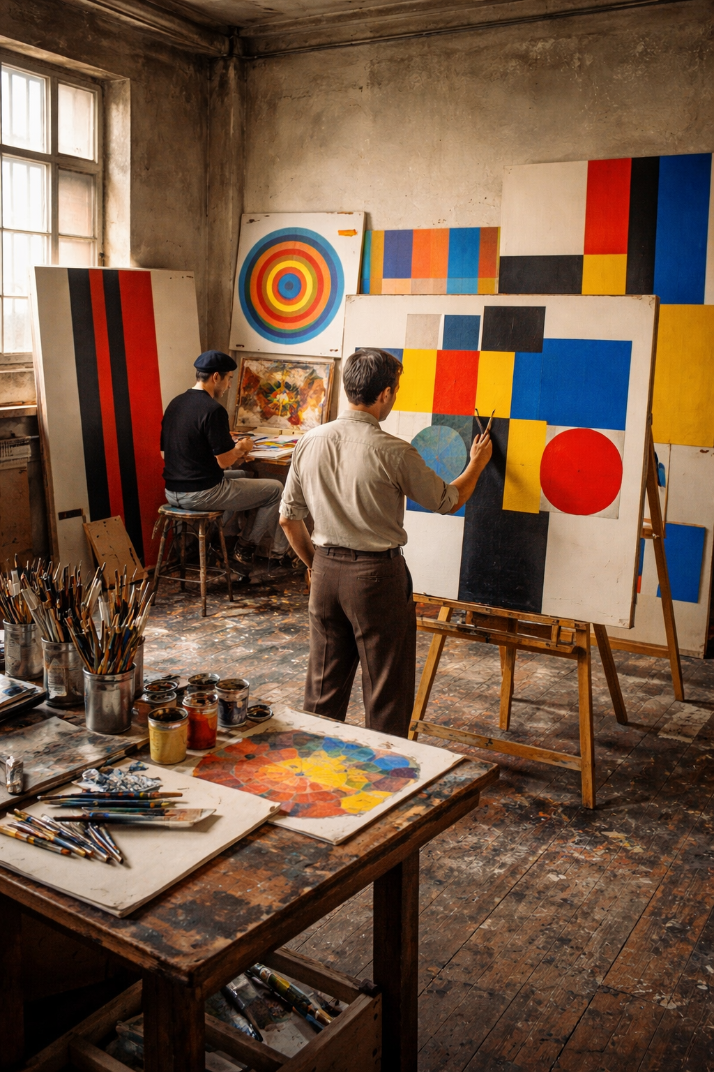 AI generated image of 1950s Montreal in an artist's studio