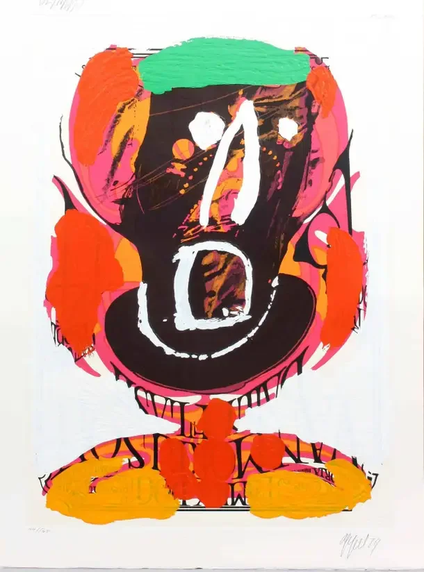 Karel Appel.
"Sound" Bedized Pudding Canadian Suite, 1979
embossed mixed media on paper
25.5" x 35"