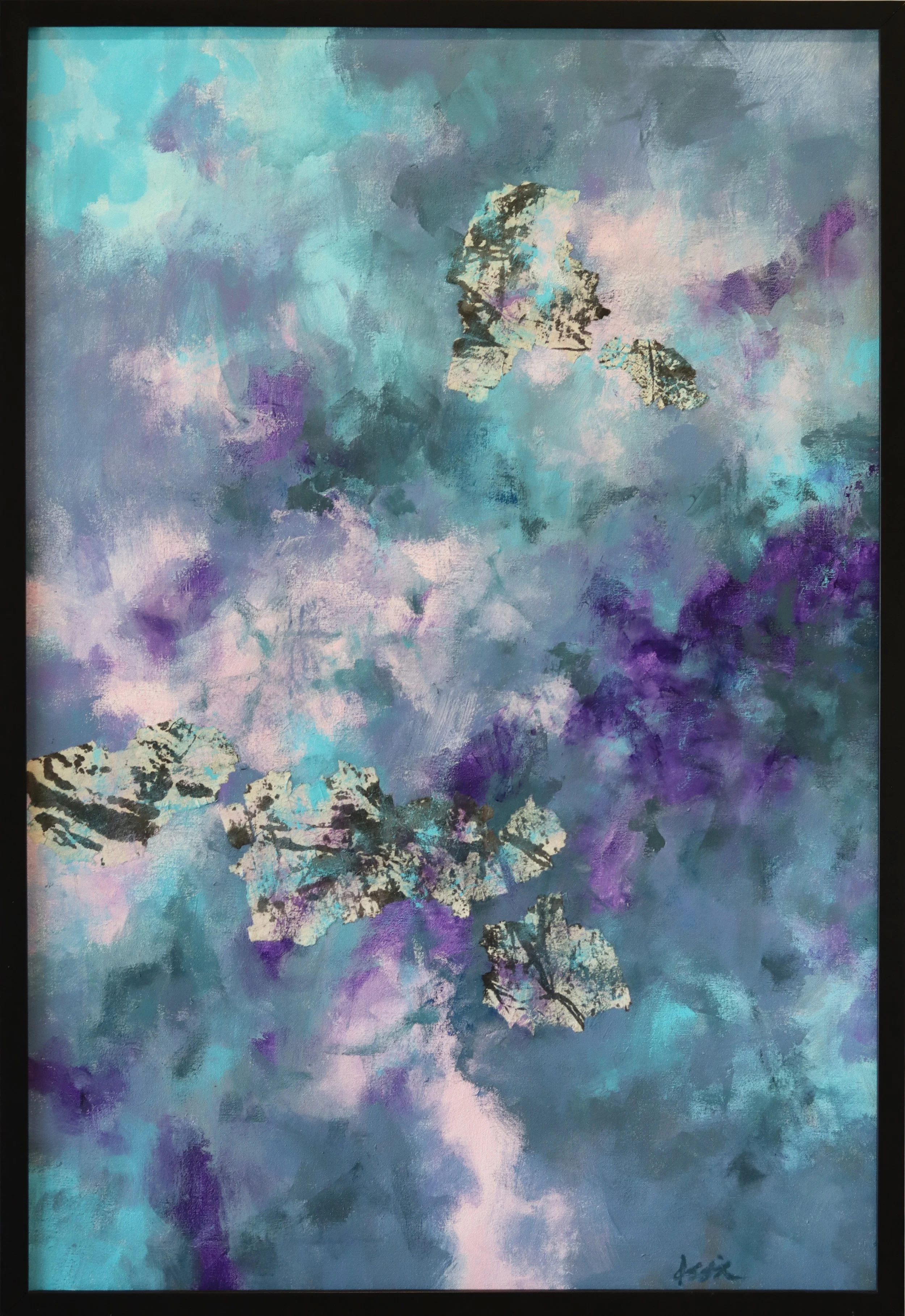 Simon Zhang.
At Water By Wind #3, 2025
acrylic, ink and rice-paper on canvas
36" x 24"
$1,700