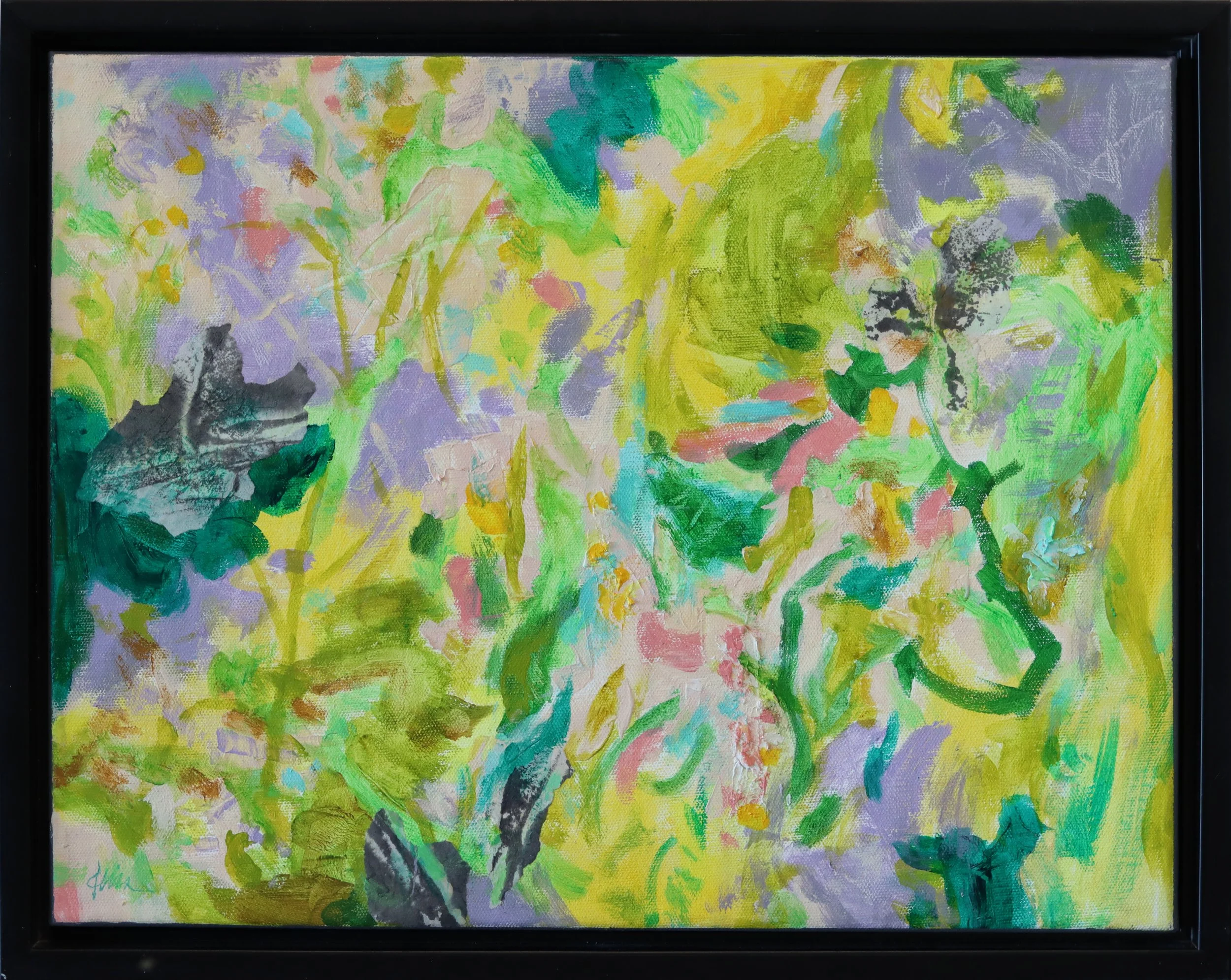 Simon Zhang.
Equinox #2, 2025
acrylic, ink and rice-paper on canvas
11 x 14"
$530
