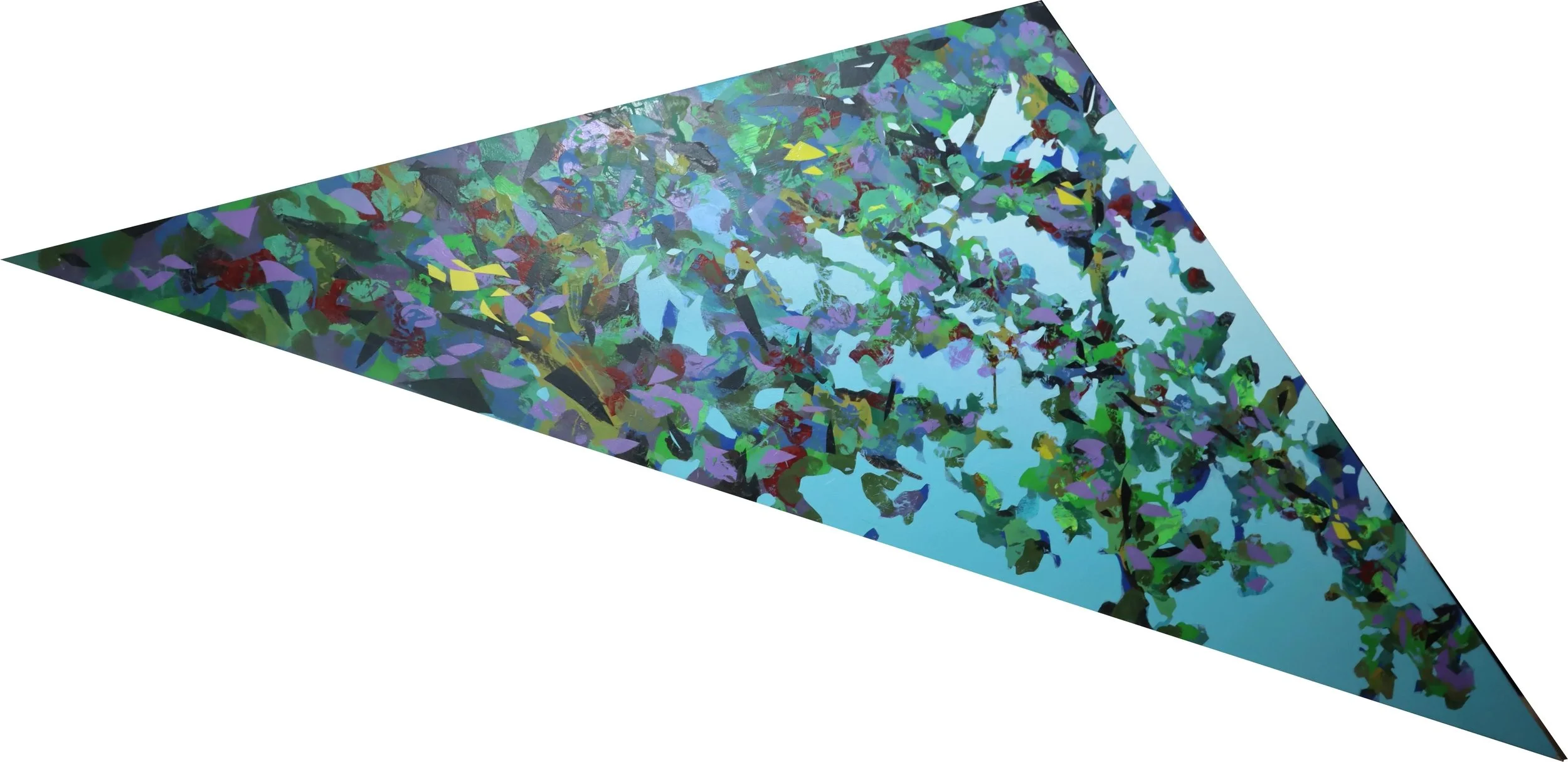 Ed Baptista.
Rabbit Lake for Phil, 2022
acrylic on board
34" x 34" x 55" (triangle)