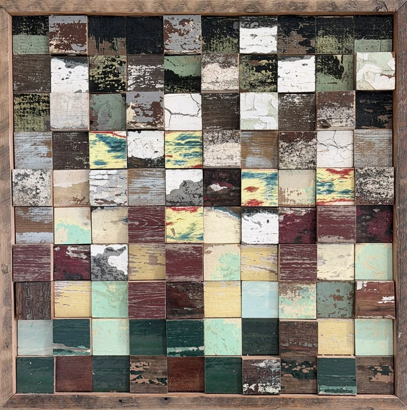 Robert Royal.
Stormy Skies, 2024
reclaimed wood
18" x 18"
$500
