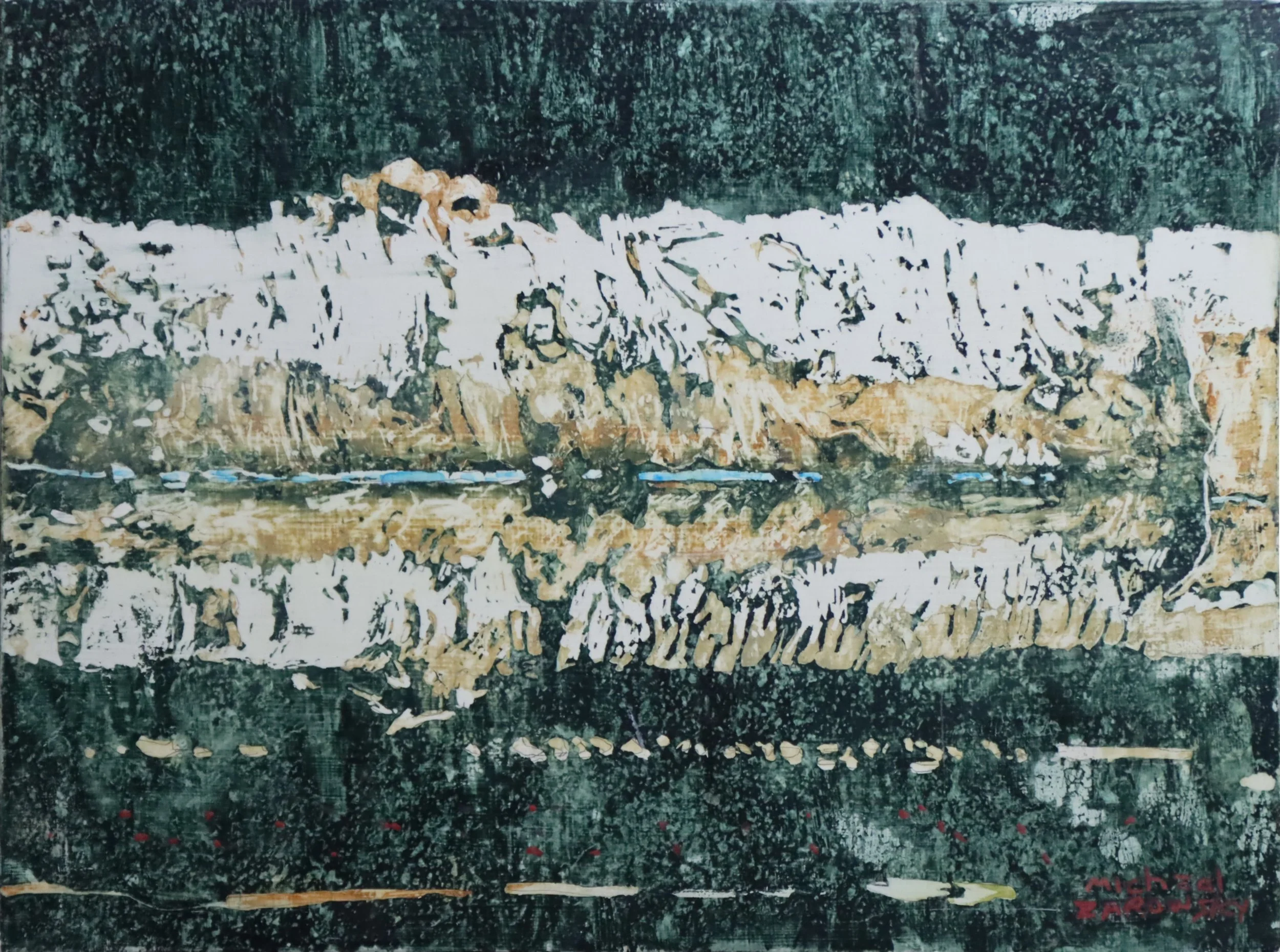 Michael Zarowsky.
Birch n' Reflection, n.d.
watercolour on gessoes Norwegian birch panel
12" x 16"