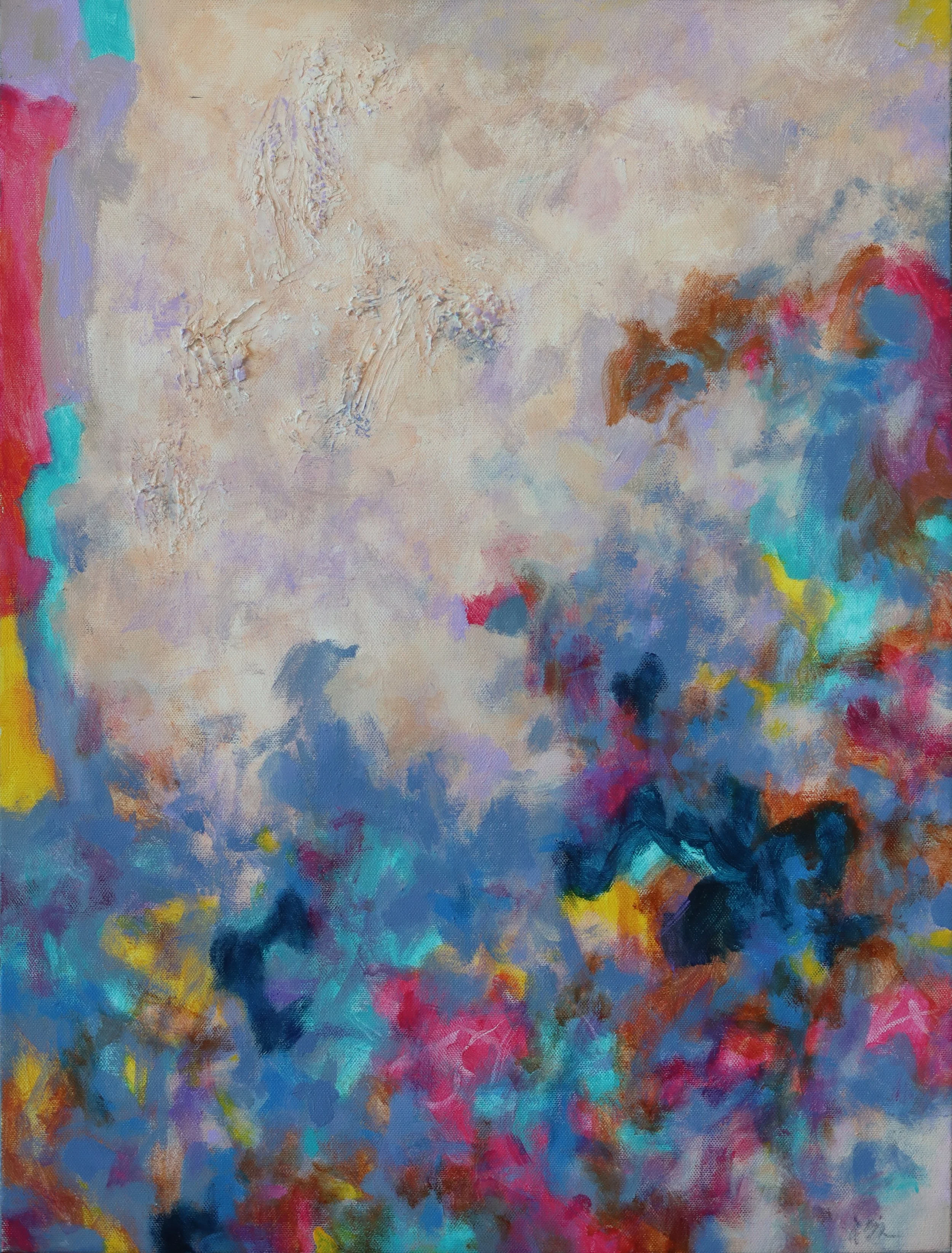 Simon Zhang.
Enchanted#35 2025
acrylic, ink and rice-paper on canvas
24" x 18"
$960