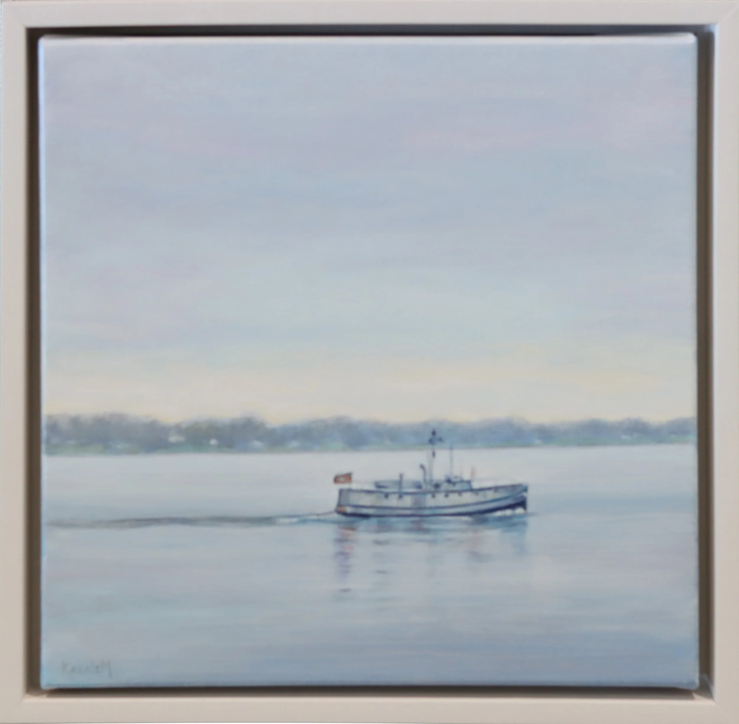 Karole Marois.
Fish Tug, 2026
acrylic on canvas
12" x 12" 
$600 