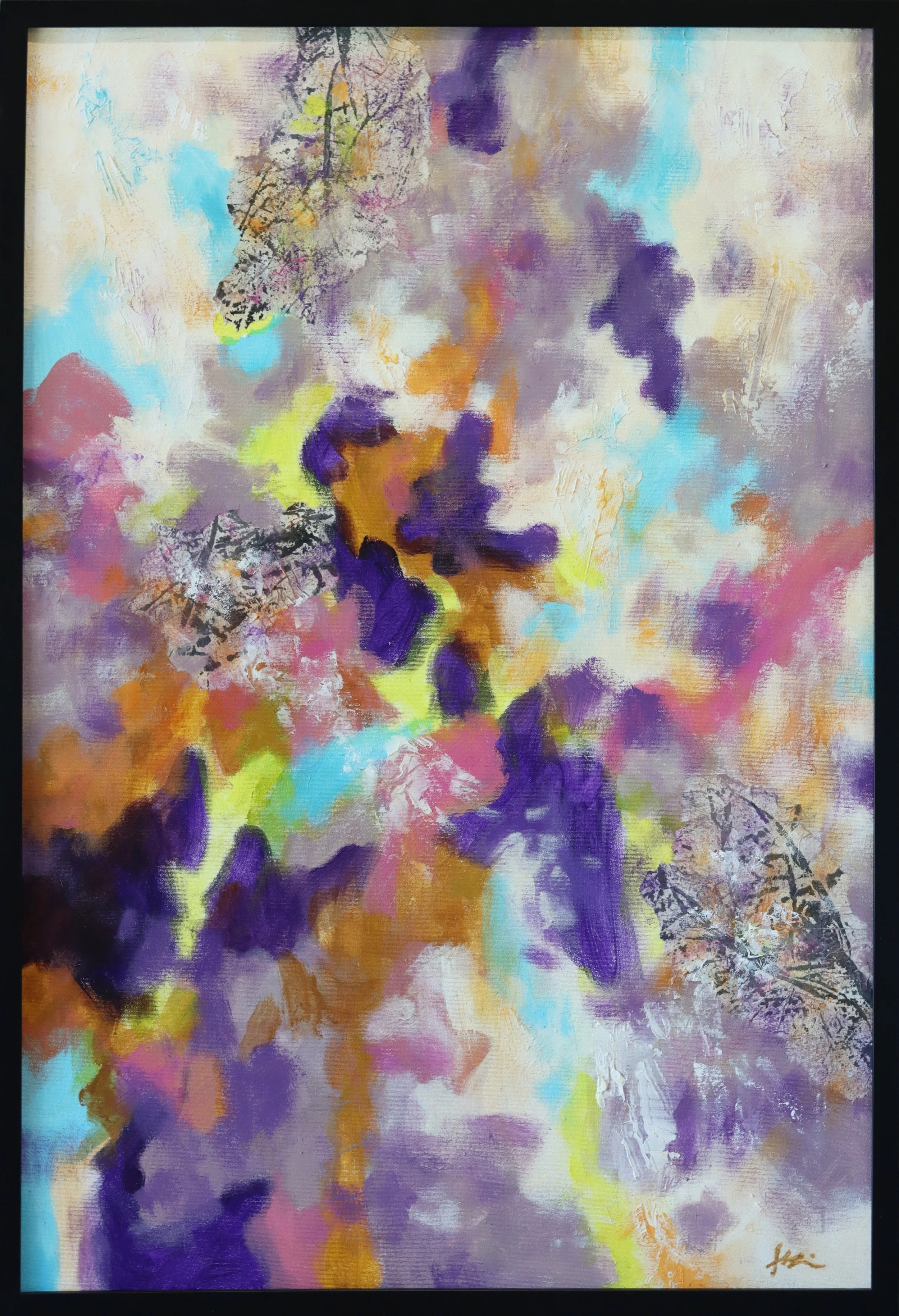 Simon Zhang.
Joy of Transcendences #1, 2020
acrylic, ink and rice-paper on canvas
36" x 24"
$1,700