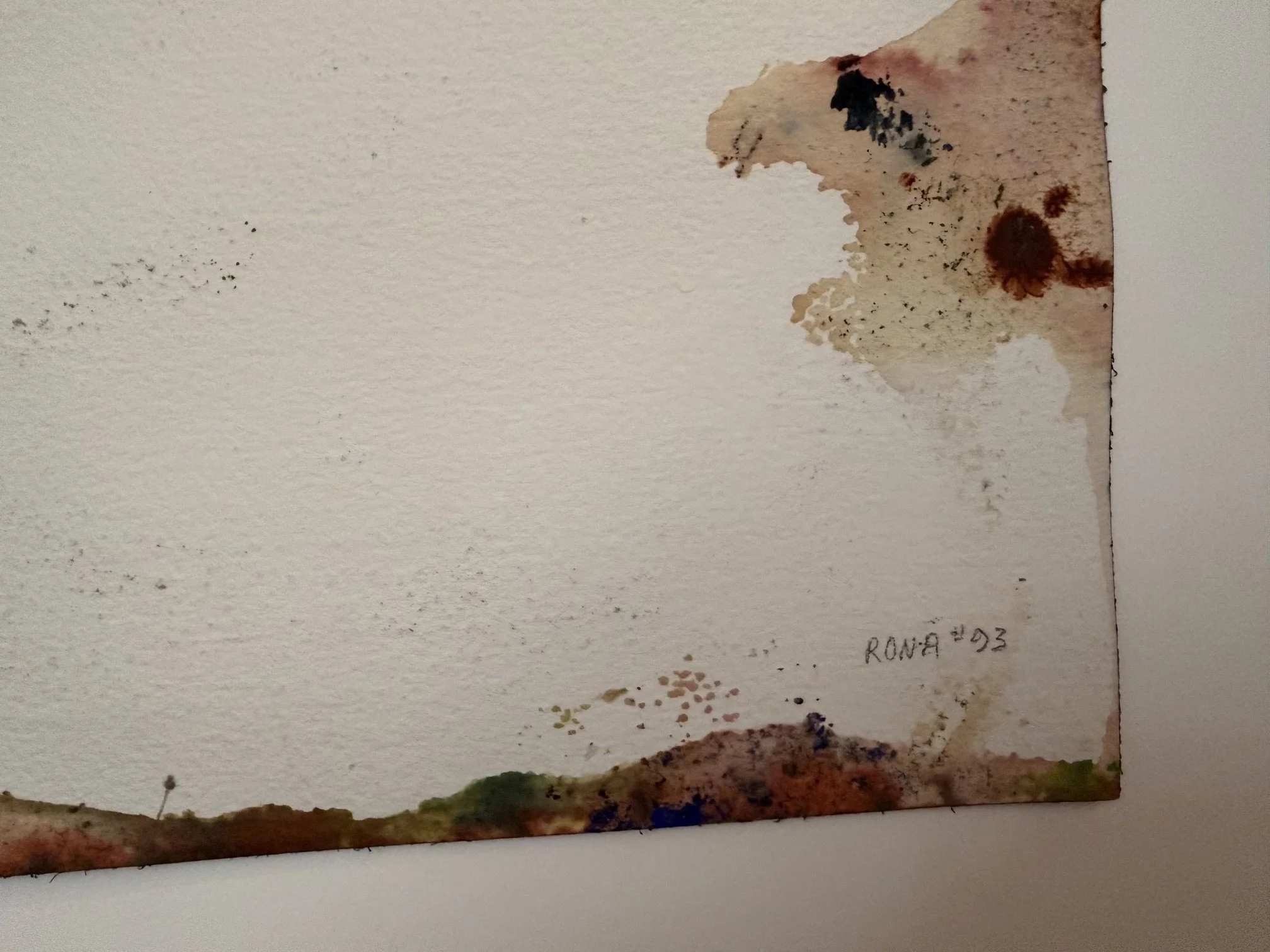 Back of watercolour work by William Ronald
