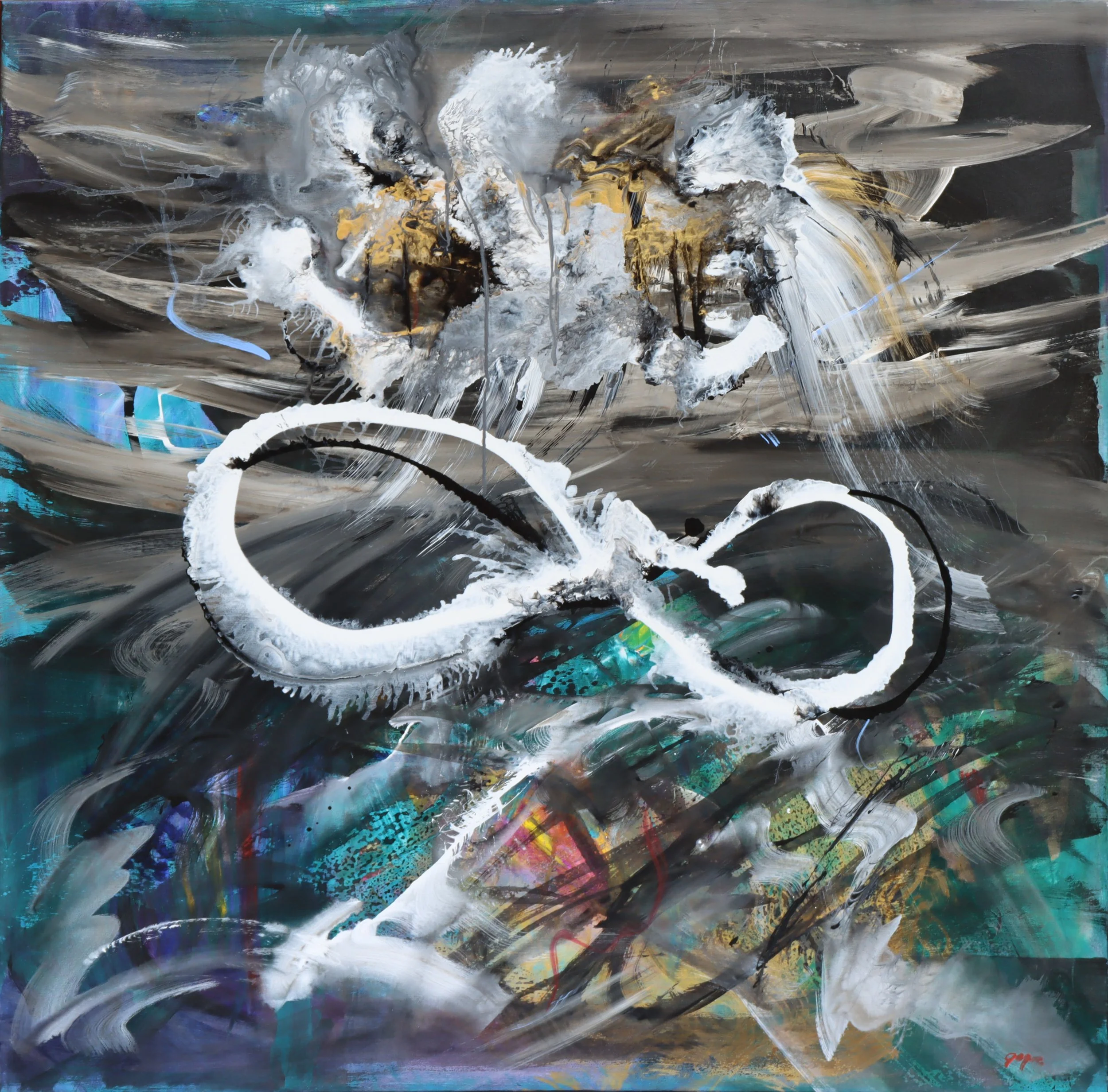 Artist: Patricia Gagic Title: VI-6 "The Circuit Cannot Close with One", 2026 Media: acrylic on canvas Size: 48” x 48”