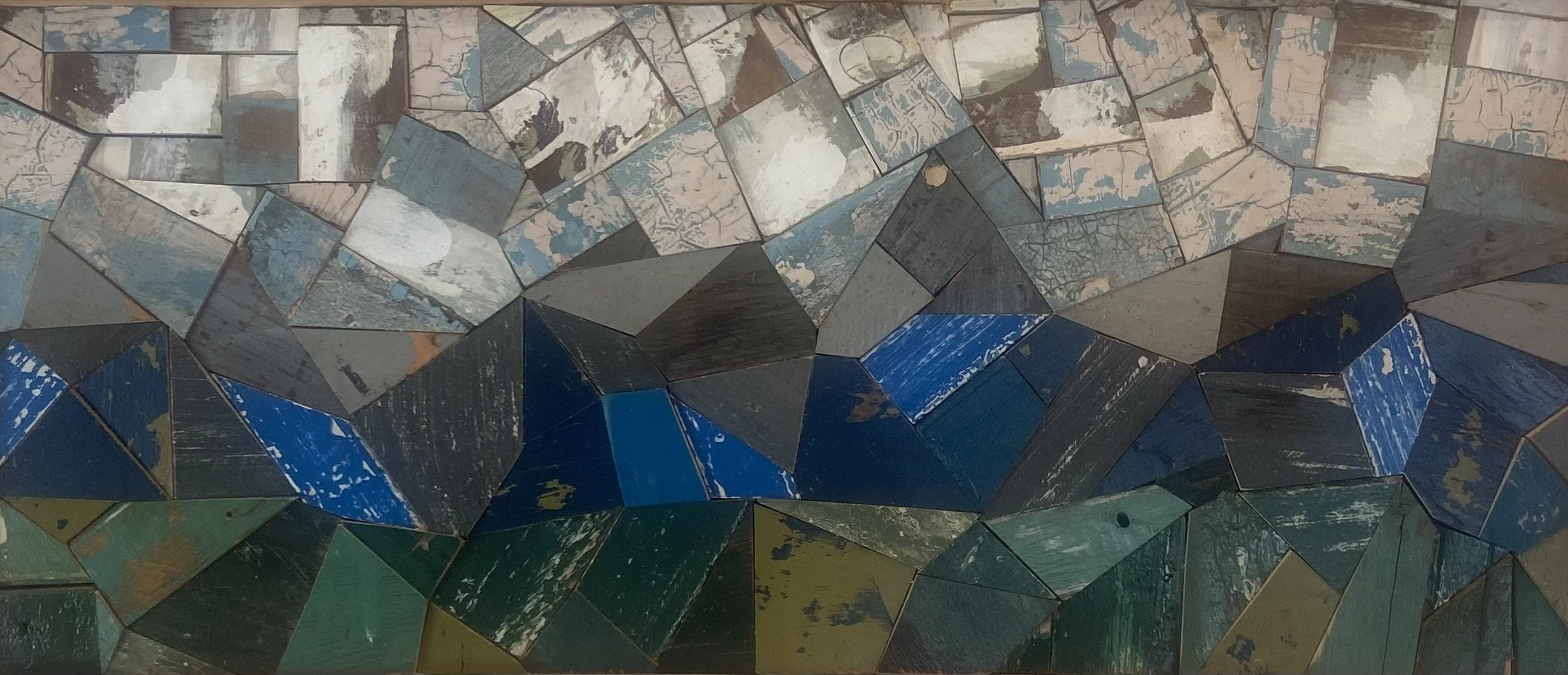 Robert Royal.
Geometric Landscape, 2026
reclaimed wood
31" x 19"
$800