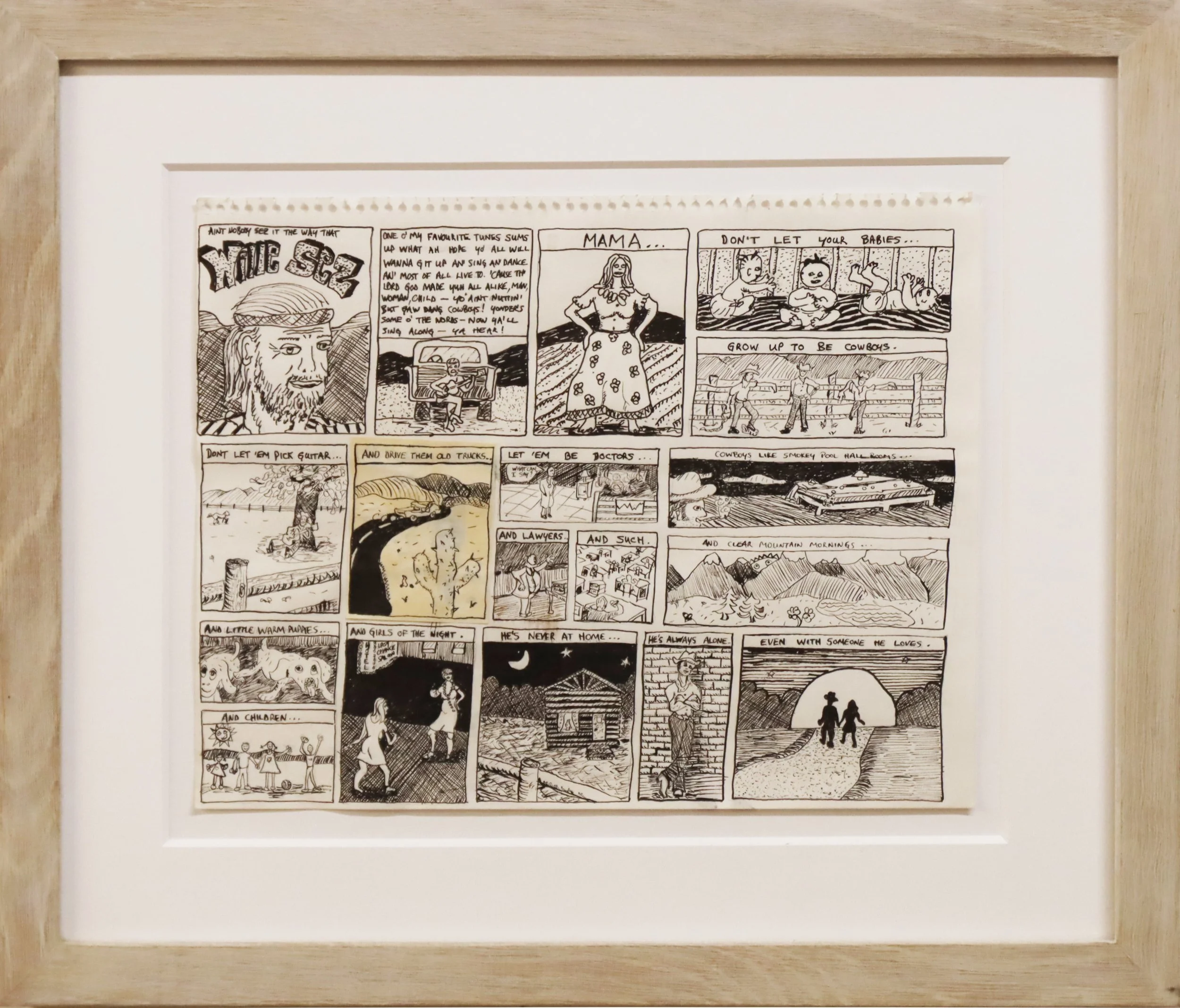 Phil Barker.
Willie Nelson SEZ, 1981
ink on paper
11" x 14"