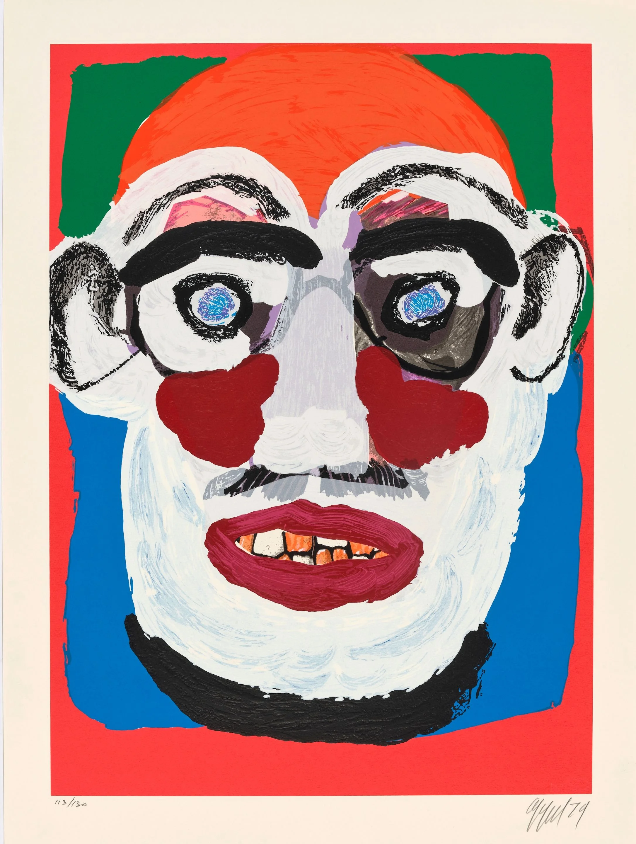 Karel Appel.
"Face" Bedized Pudding Canadian Suite, 1979
embossed mixed media on paper 78/130
25.5" x 35"
