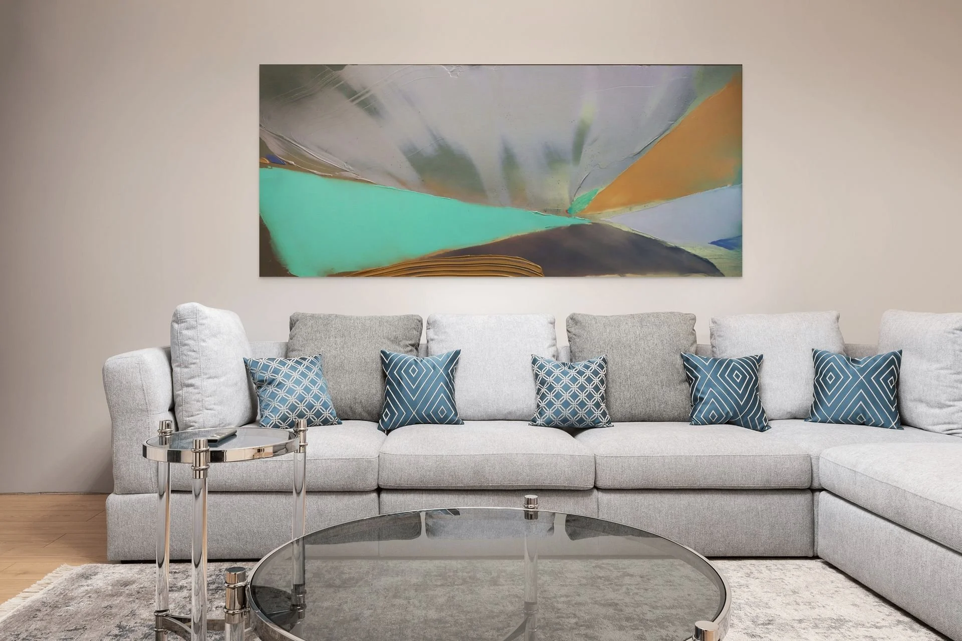 Canadian Abstract Artist Ronald Boaks Cross Rhythm on a wall