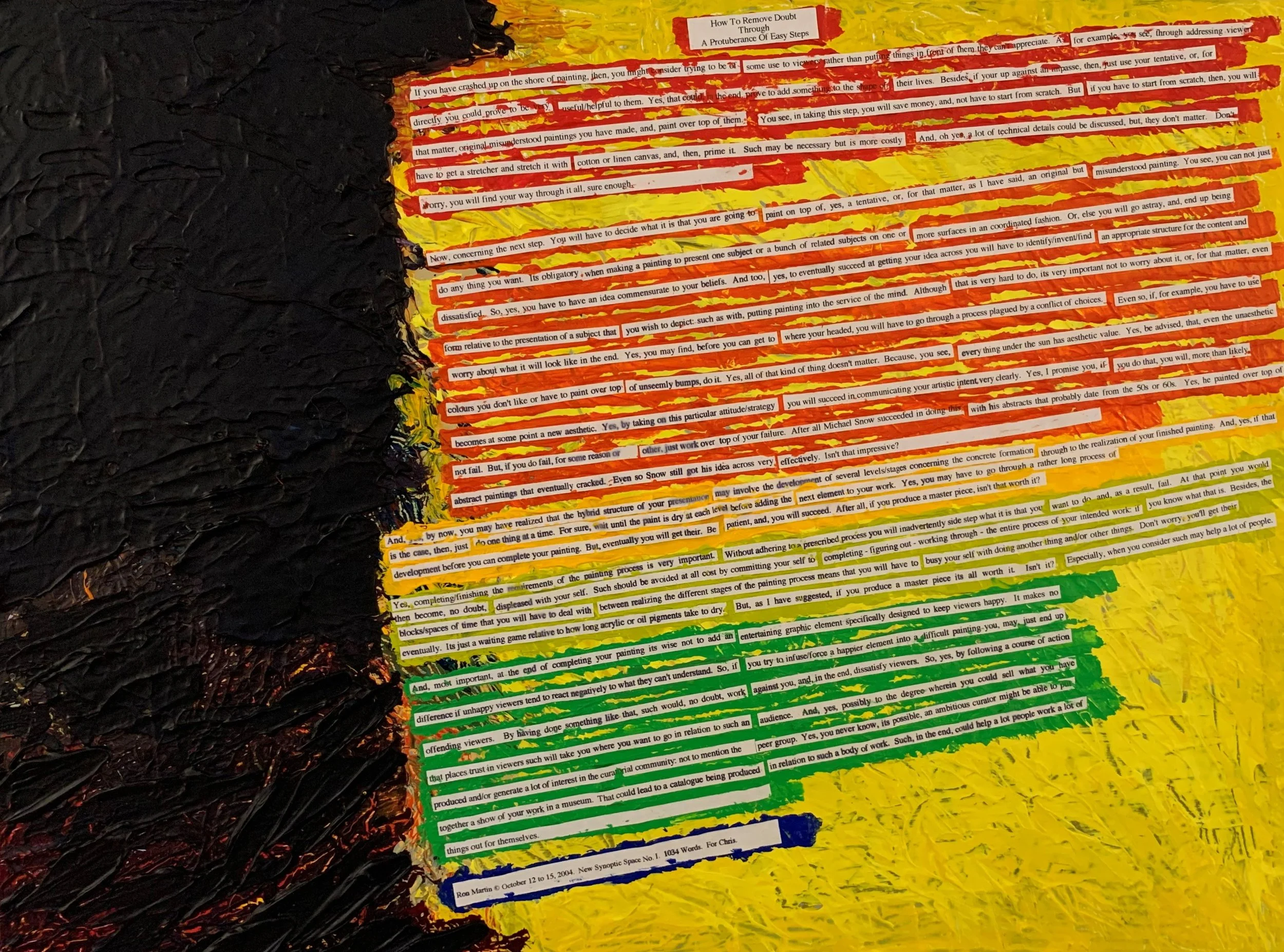 Ron Martin.
New Synoptic Space no. 1,
How to Remove Doubt Through a Perturbance of Easy Steps
collage and acrylic on linen
18" x 24"
POR