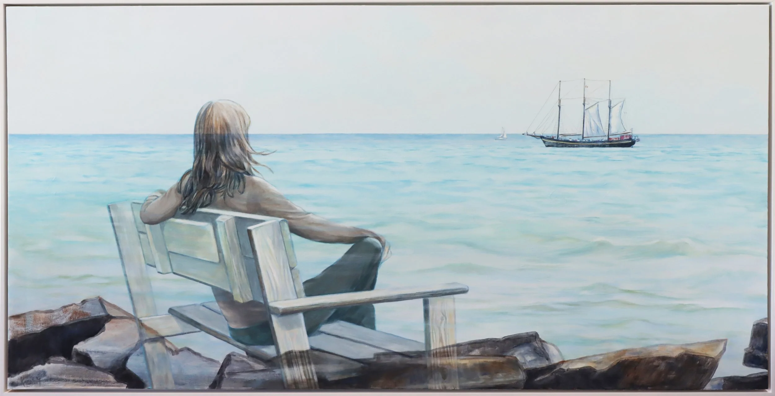 Karole Marois.
Time Travel, 2026
acrylic on canvas
36" x 72" 
$5,400