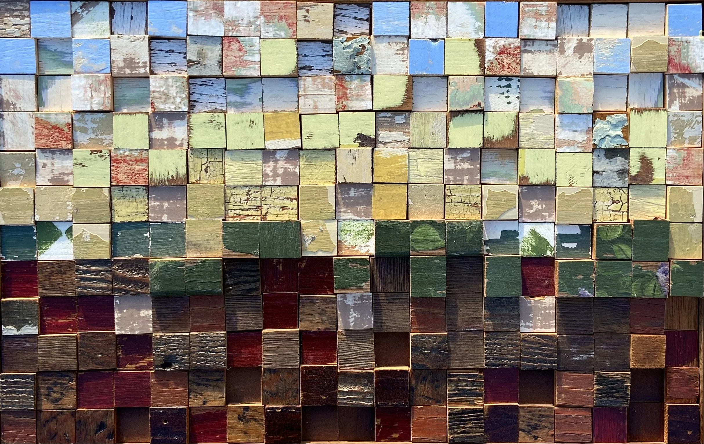 Robert Royal.
Impressionist Landscape, 2026
reclaimed wood
14" x 21" 
$500