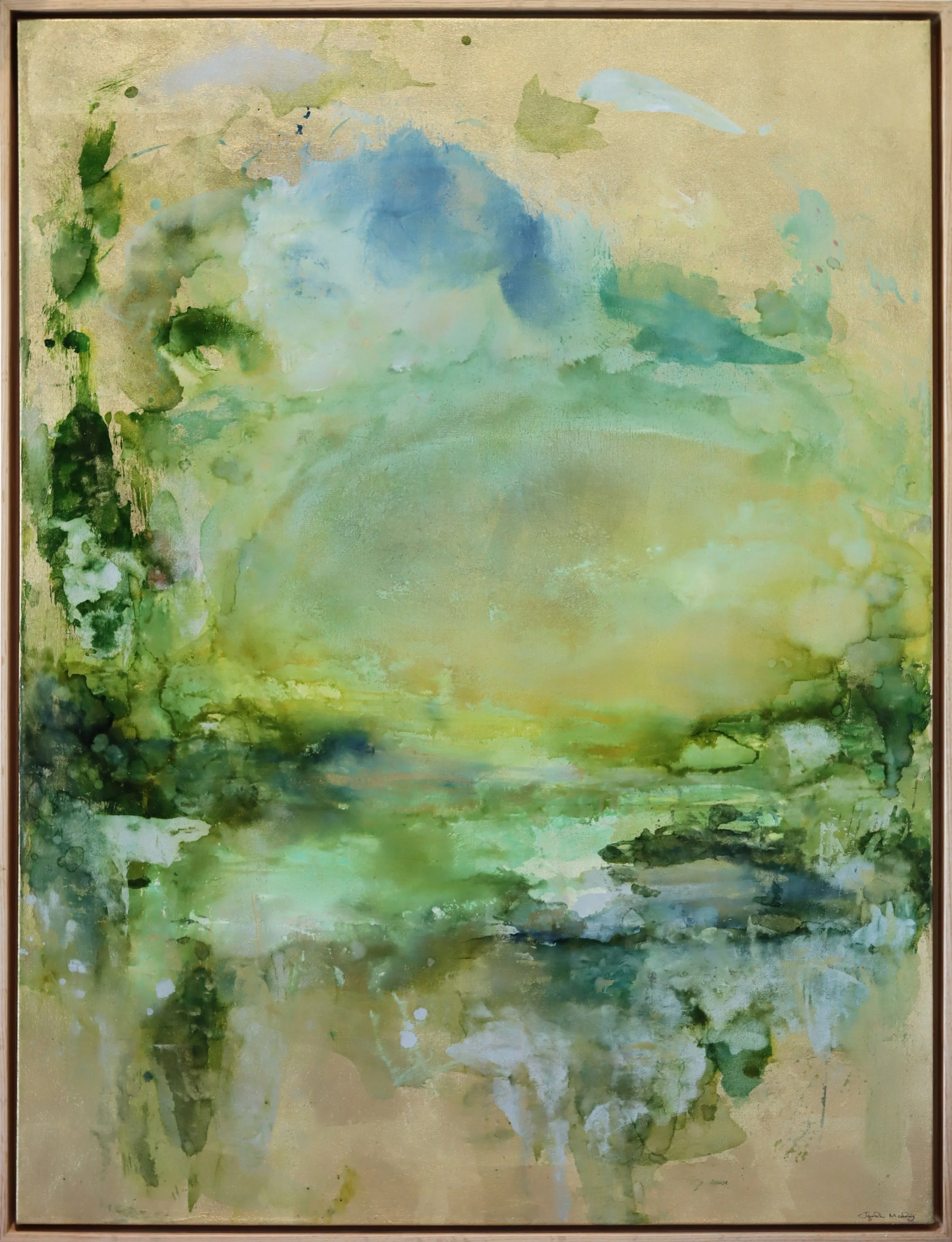 Jordan Moody.
The Emerald Gate, 2026
alcohol ink, faux gold leaf on canvas
40" x 30"
$4,700