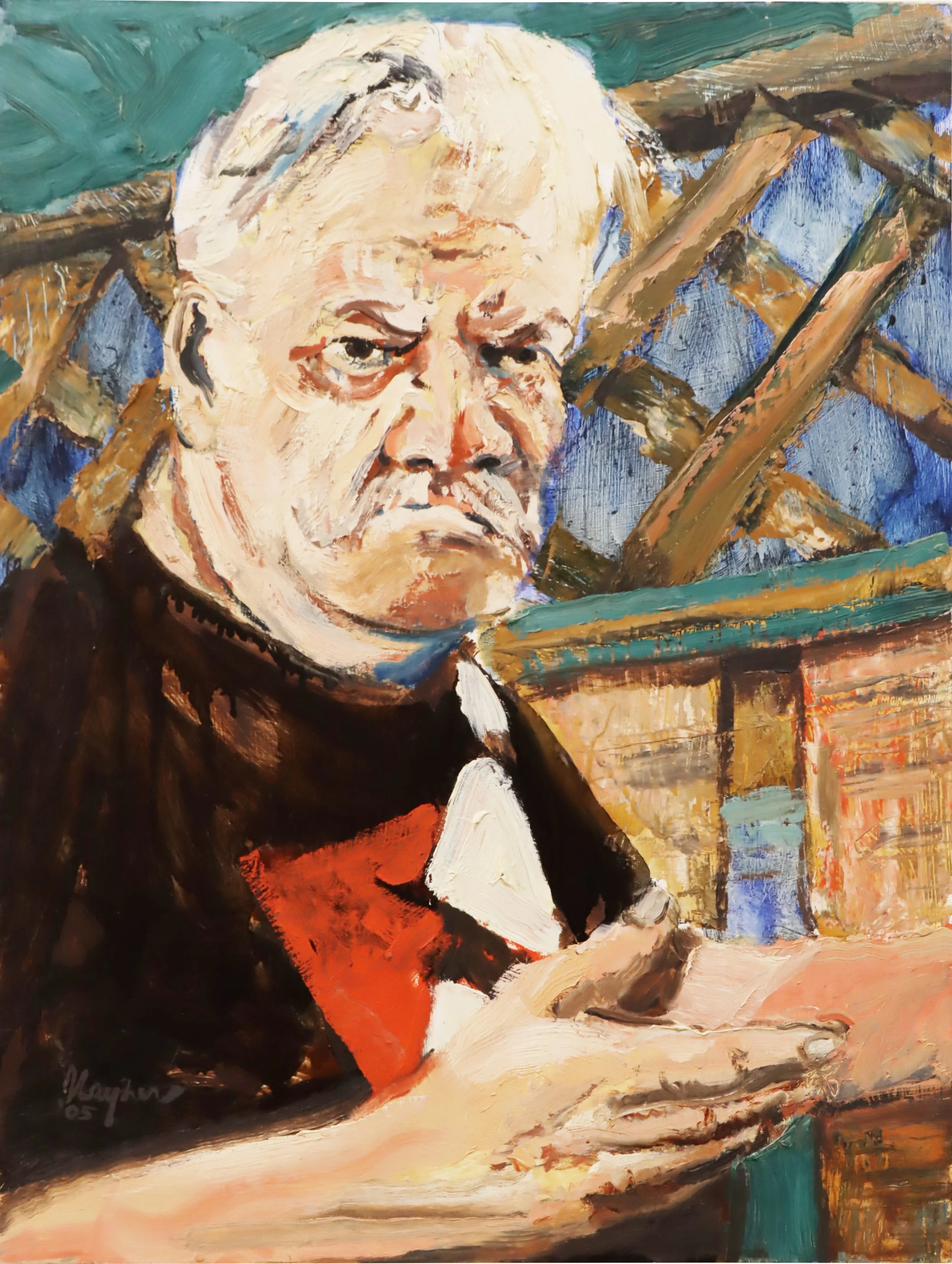 Gordon Rayner. 
Listening. Self Portrait #5, 2005 
oil on board 
24" x 18" 
(price on request)